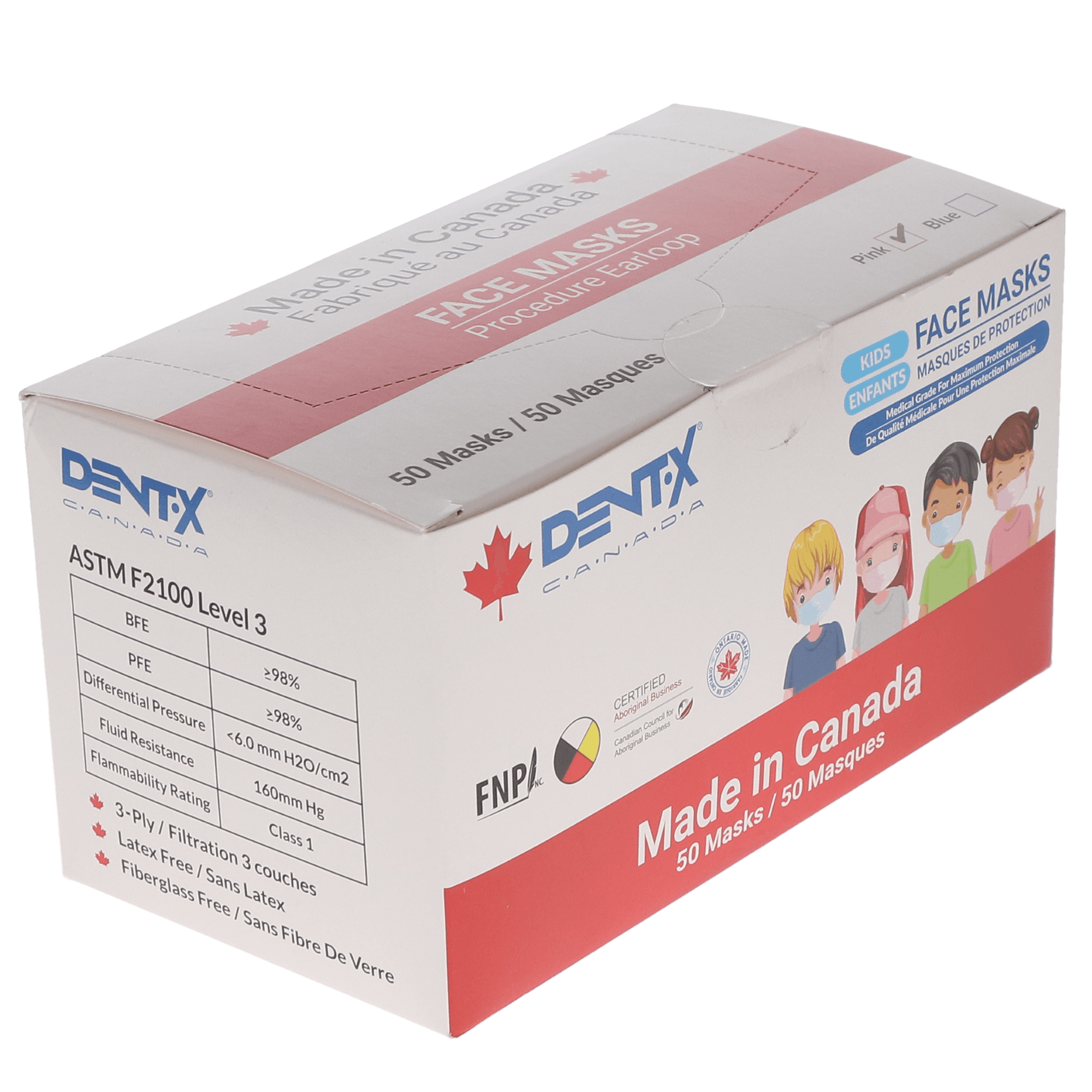 Dent-X Kids Face Masks, ASTM Level 3, Pink, 50/Box, DXKIDSB-50 (Discontinued) thumbnail 3