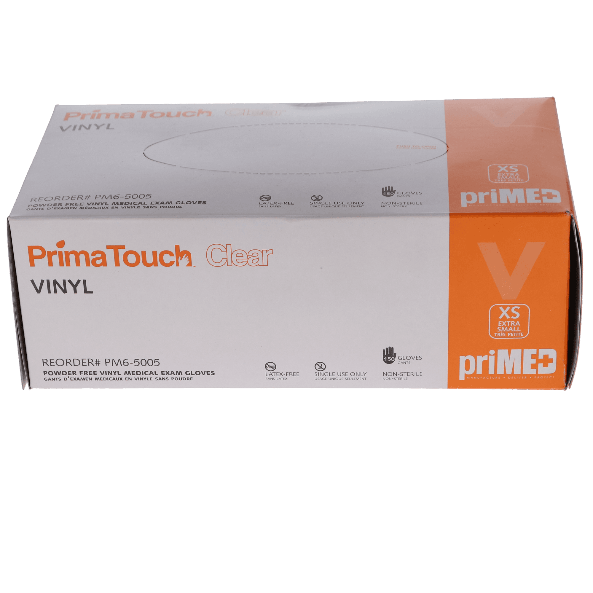 Clear Vinyl Exam Gloves, Powder Free, X-Small, 150/Box, PM6-5005 - Clear, Vinyl Exam Gloves, 150/Box, X-Small, PM6-5005 - Image 1