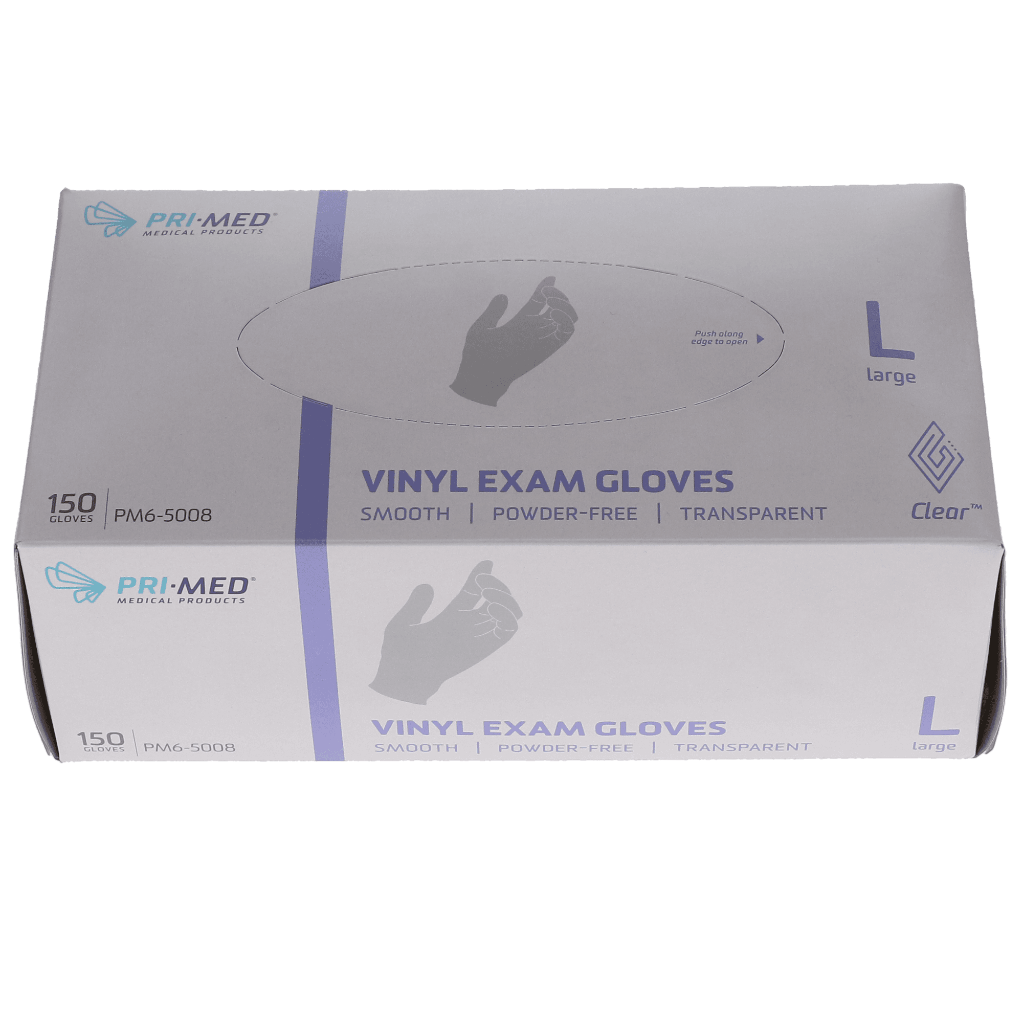Clear Vinyl Exam Gloves, Powder-Free, Large, 150/Box, PM6-5008 - Clear, Vinyl Exam Gloves, 150/Box, Large, PM6-5008 - Image 1