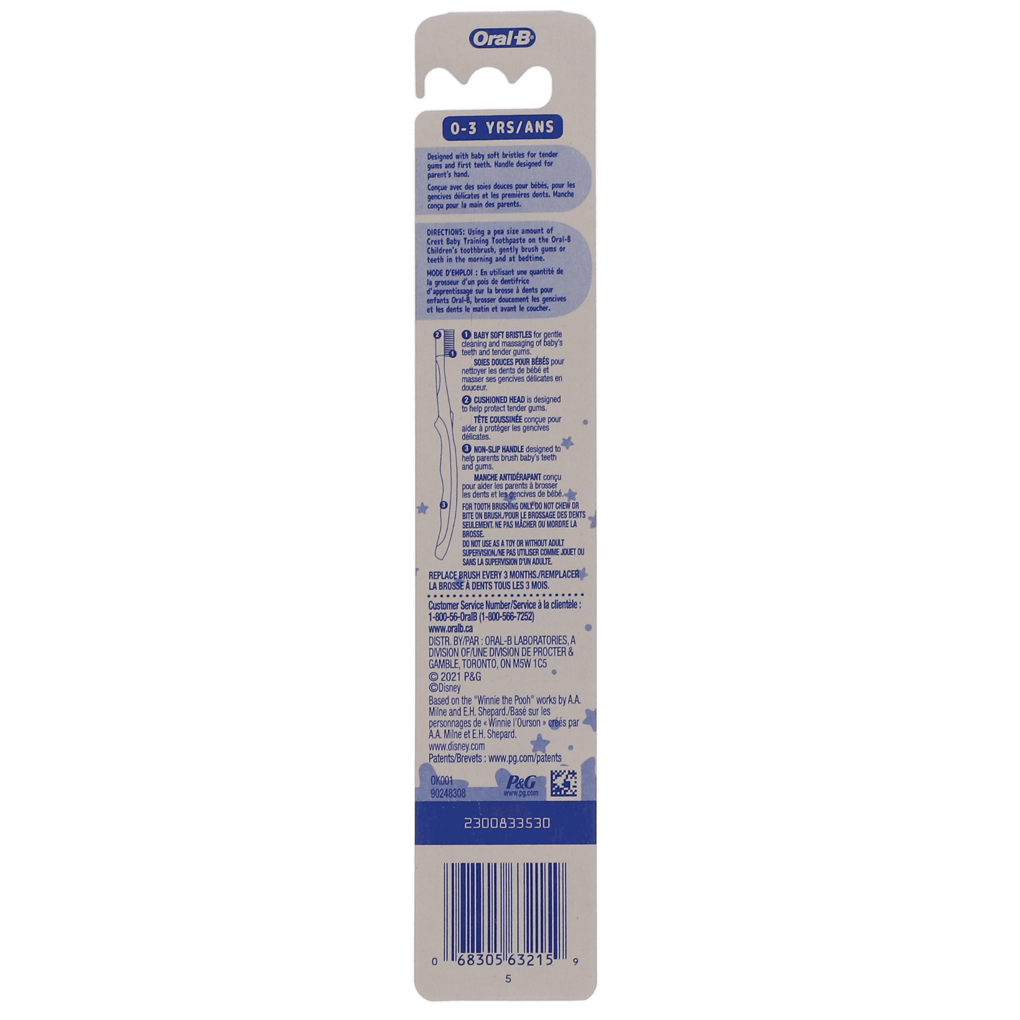 Oral-B Pro-Health Stages Kids Toothbrush, Disney Winnie the Pooh, 4-24 Months, Soft Bristle, 6/Pack, 6830563215 thumbnail 2