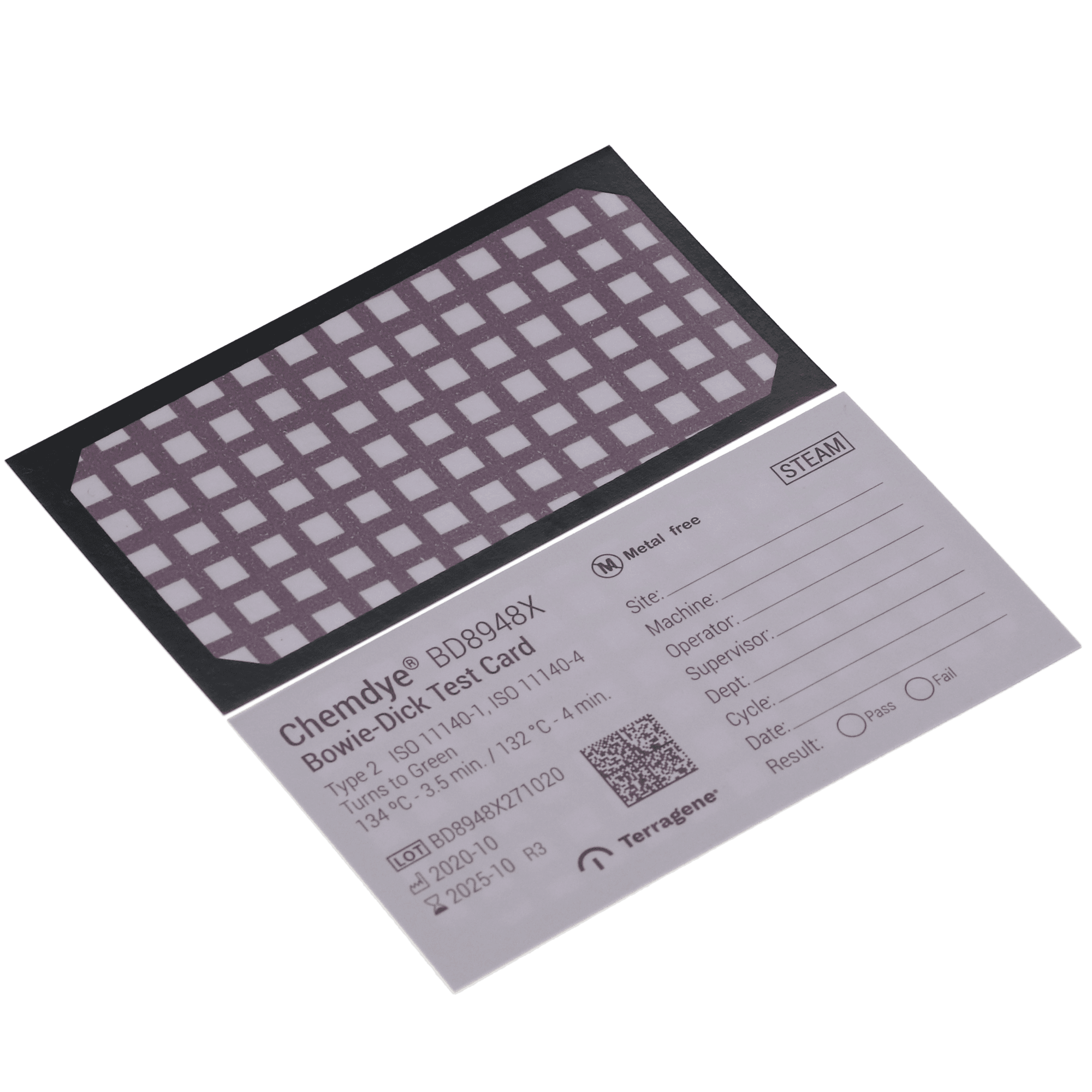 Terragene Chemdye Bowie & Dick Test Kit, 120 Cards & Holder, KBD8948X thumbnail 2