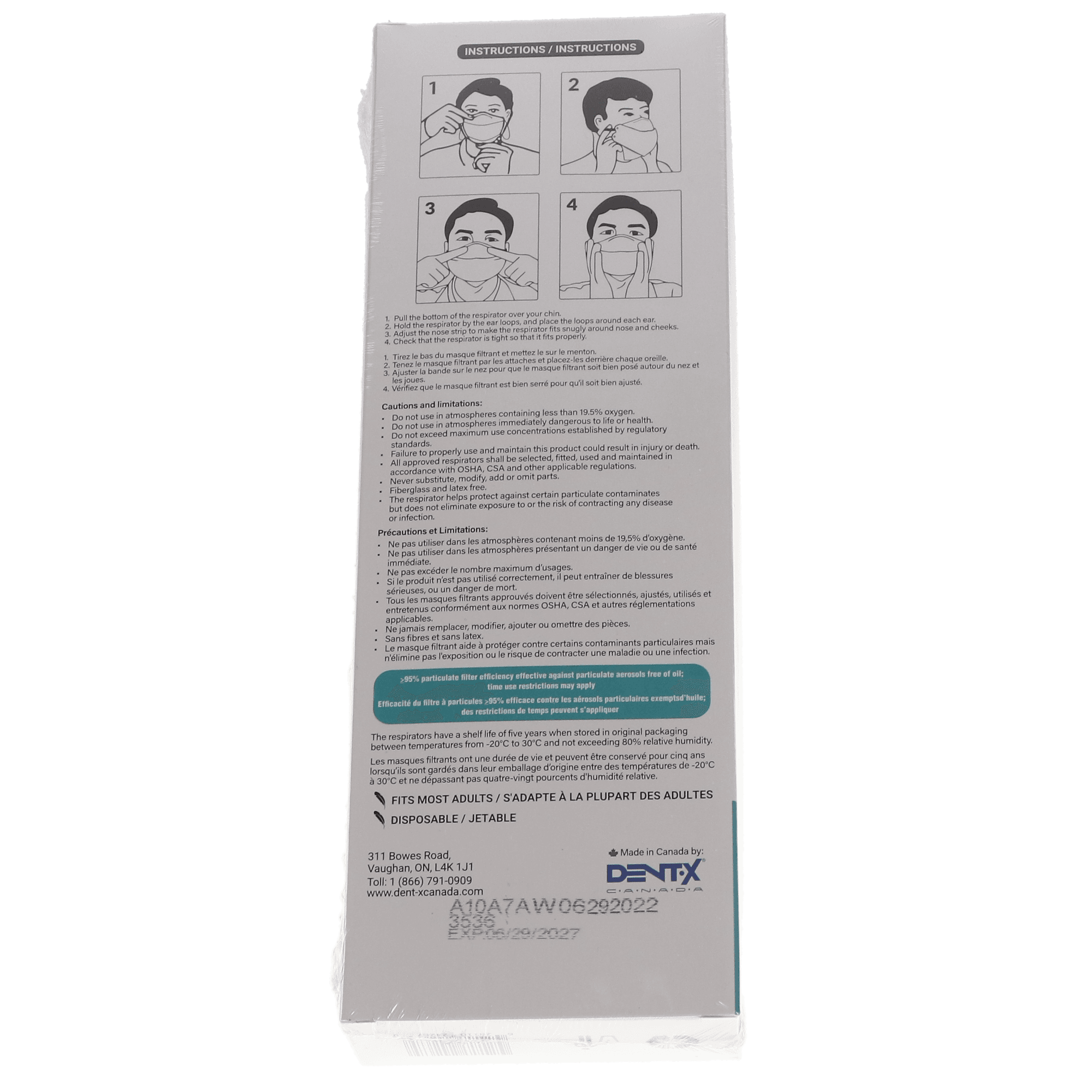 Dent-X N95 Particulate Respirator Masks, White, 10/Pack, FN-N95-510 thumbnail 3