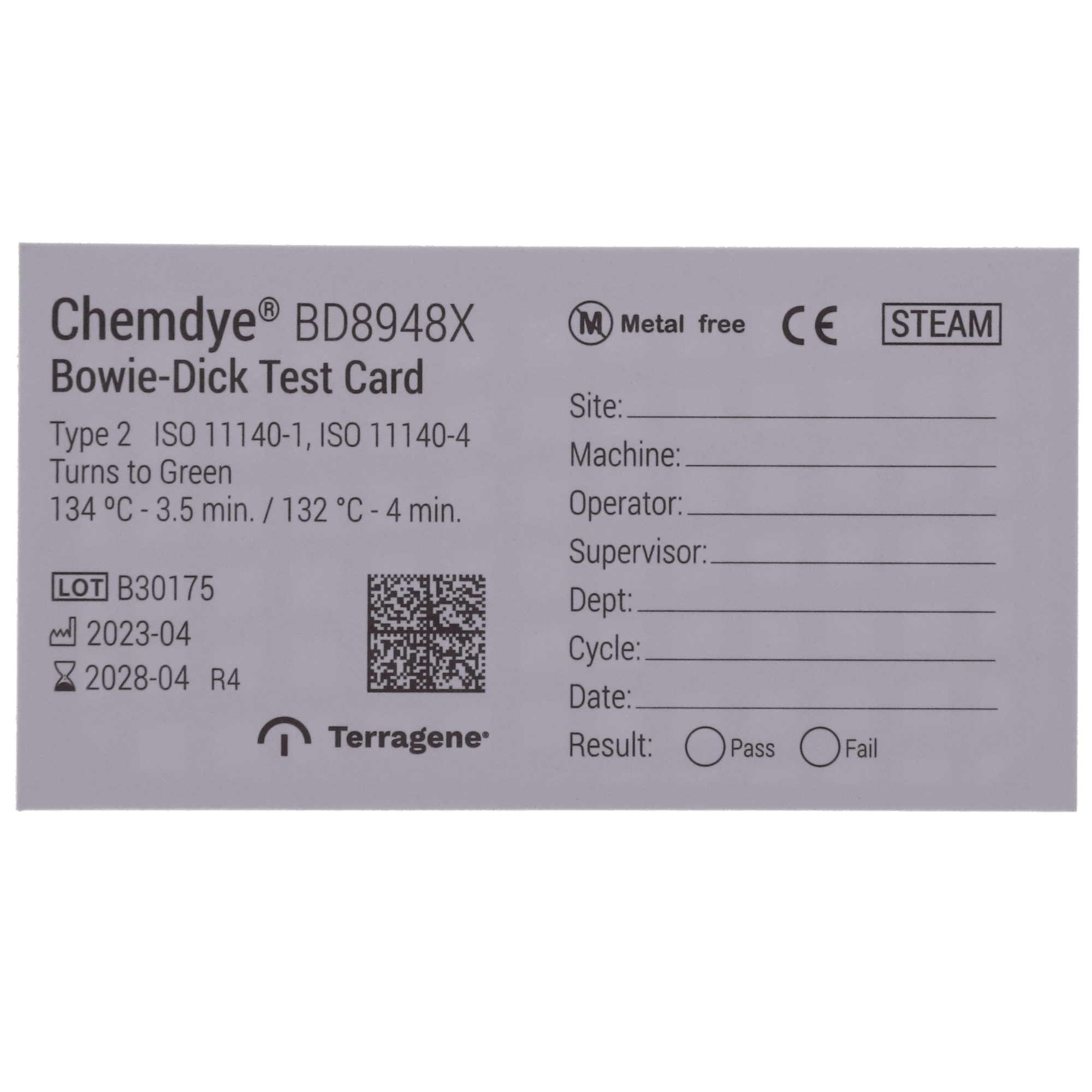 Terragene Bowie Dick Test Card Refill, 120 Cards, BD8948X - Bowie Dick Kit Card Refill - 120 Cards, BD8948X - Image 1