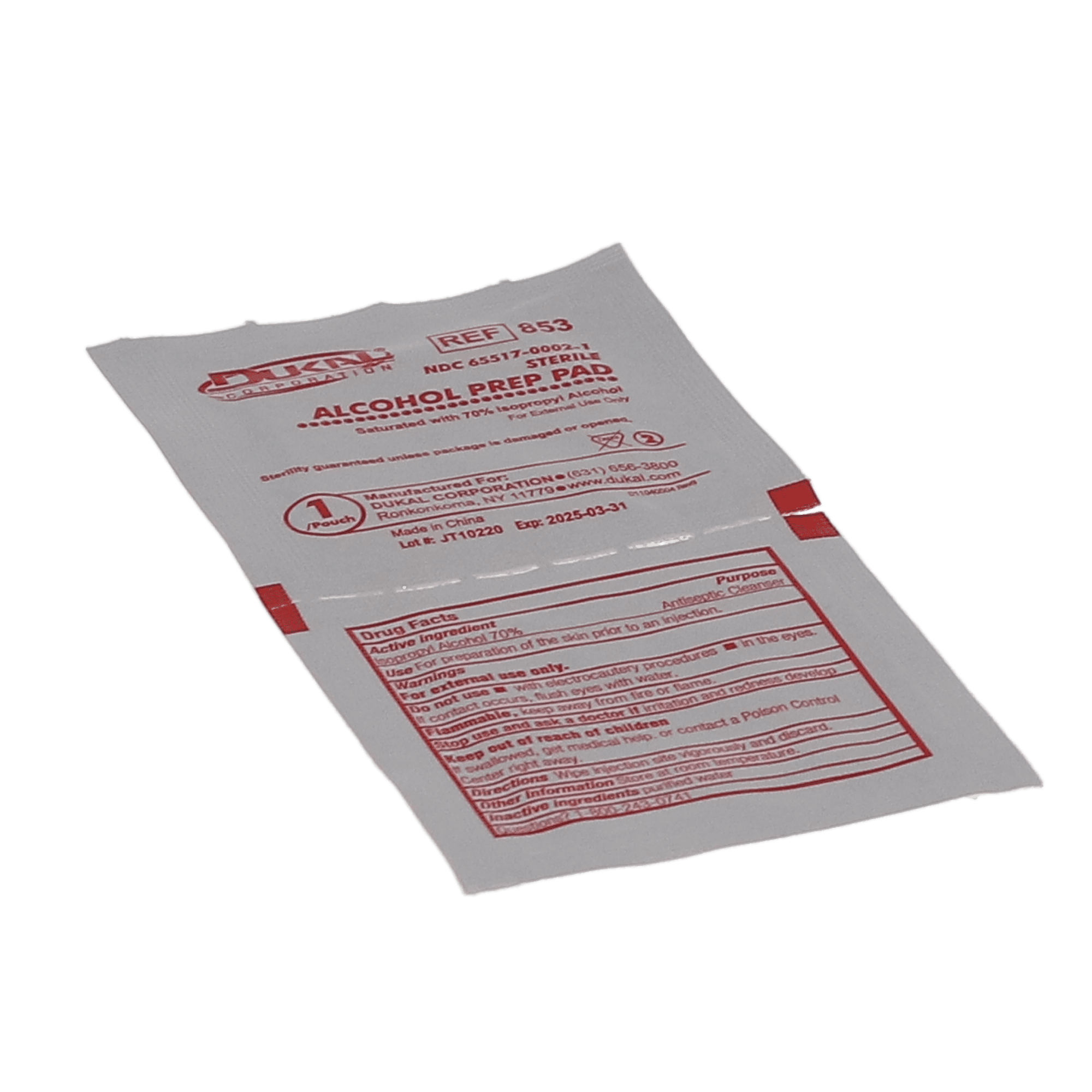 Dukal Isopropyl Alcohol Prep Pads, Medium, 70% Isopropyl Alcohol, 200/Pk, MI316 thumbnail 2