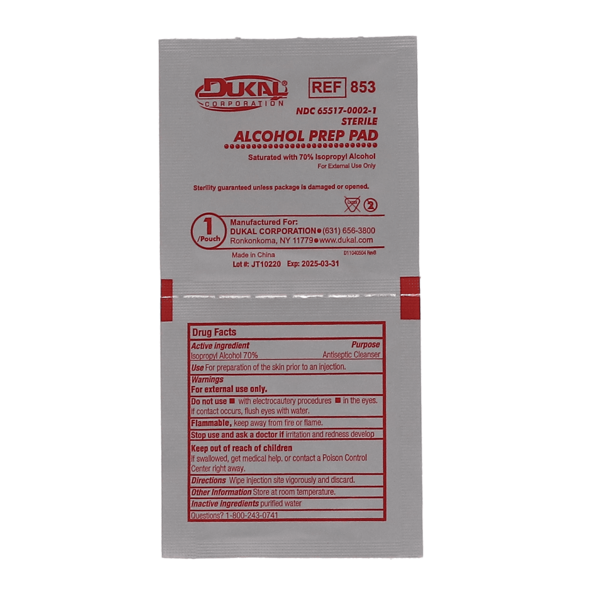 Dukal Isopropyl Alcohol Prep Pads, Medium, 70% Isopropyl Alcohol, 200/Pk, MI316 thumbnail 5