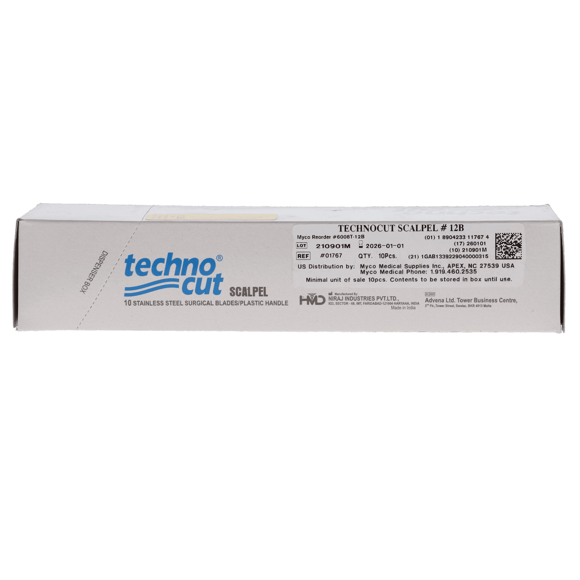 Myco Medical Disposable Scalpel, #12B Blade, Sterile, 10/Pk, SU504 thumbnail 3