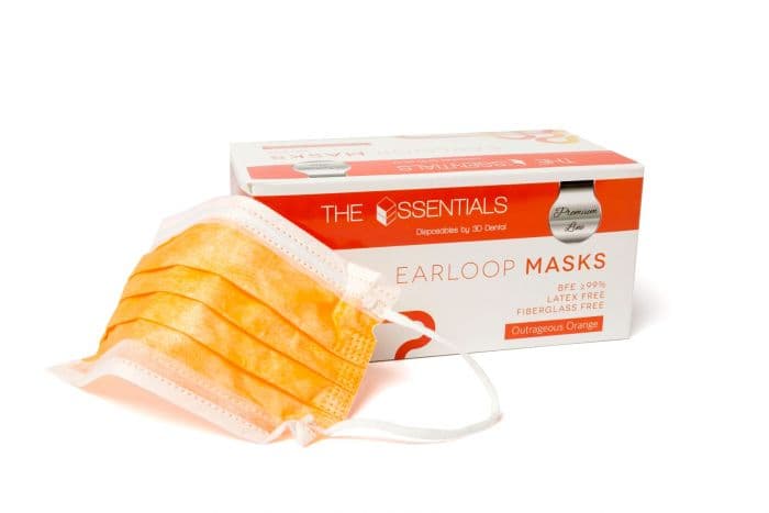 Premium Earloop Masks, 3-Ply, ASTM Level 2, Outrageous Orange, 50/Pk, ELMP-O - Premium Earloop Masks, 3-Ply, ASTM Level 2, Outrageous Orange, 50/Pk, ELMP-O - Image 1