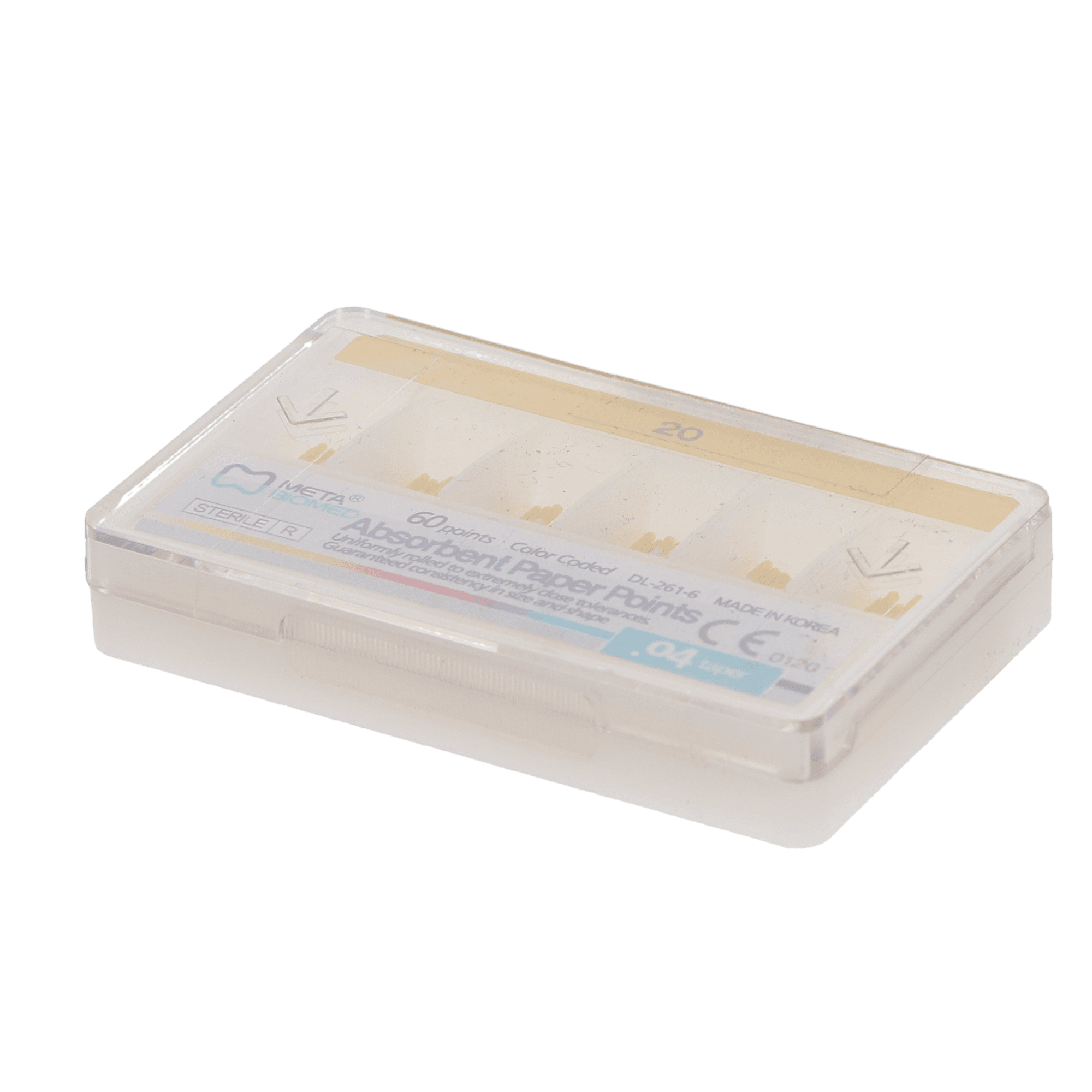 Meta Biomed Absorbent Paper Points, Sterile, 0.04 Taper, Size #20, 60/Pk, PPB20T4, 221510-20 thumbnail 4