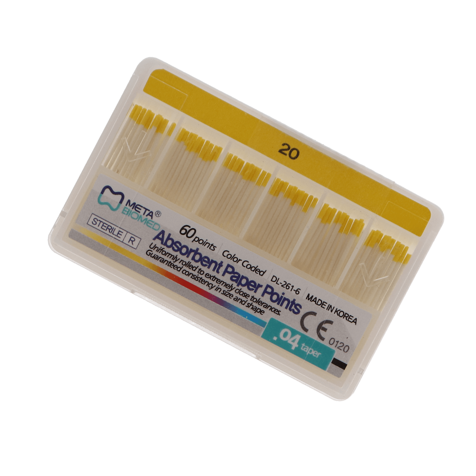 Meta Biomed Absorbent Paper Points, Sterile, 0.04 Taper, Size #20, 60/Pk, PPB20T4, 221510-20 thumbnail 5
