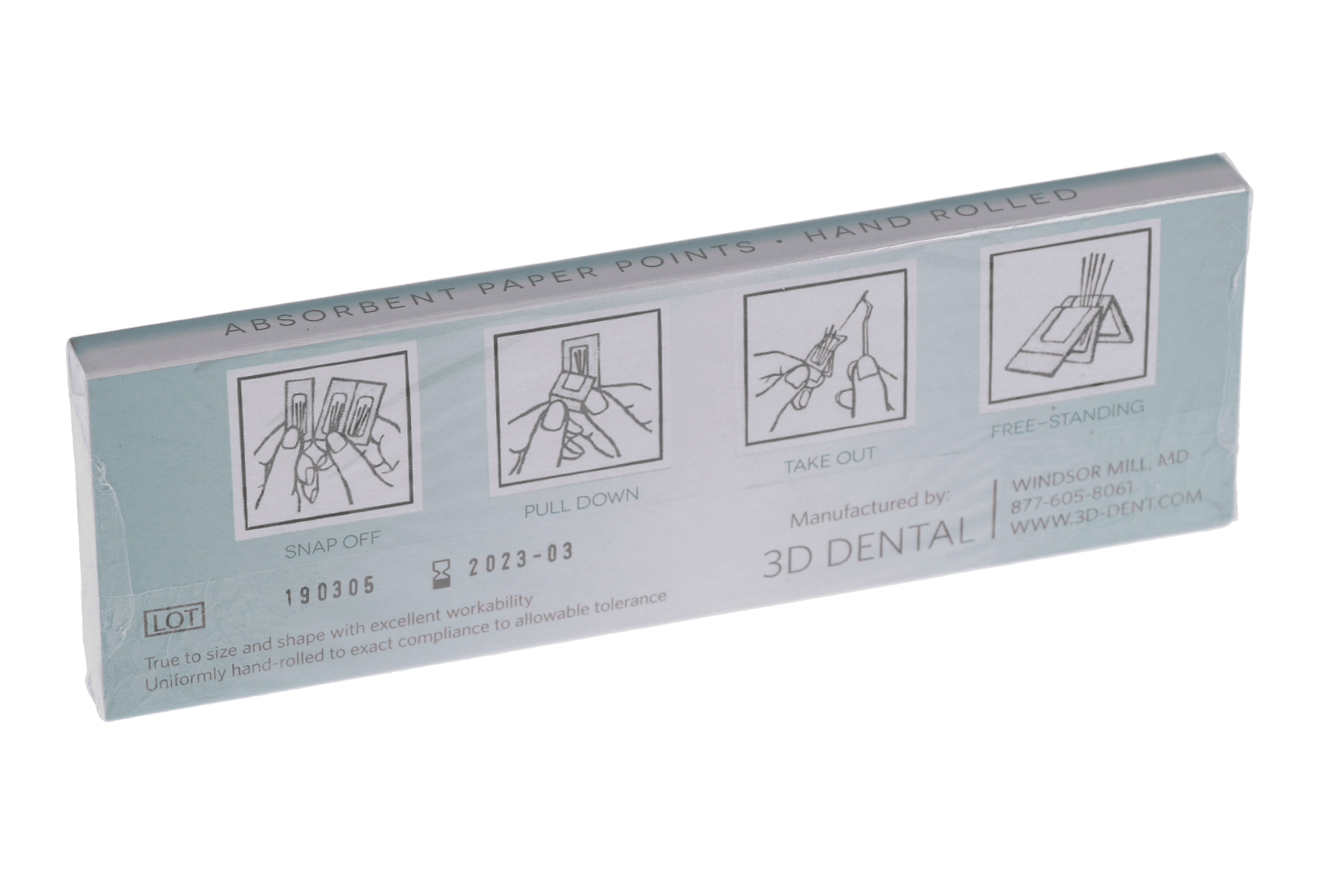 Meta Biomed Absorbent Paper Points, Sterile, Hand-Rolled, Size #20, Cell Strip Pack, 200/Pk, PPC20, 211450-20 thumbnail 4