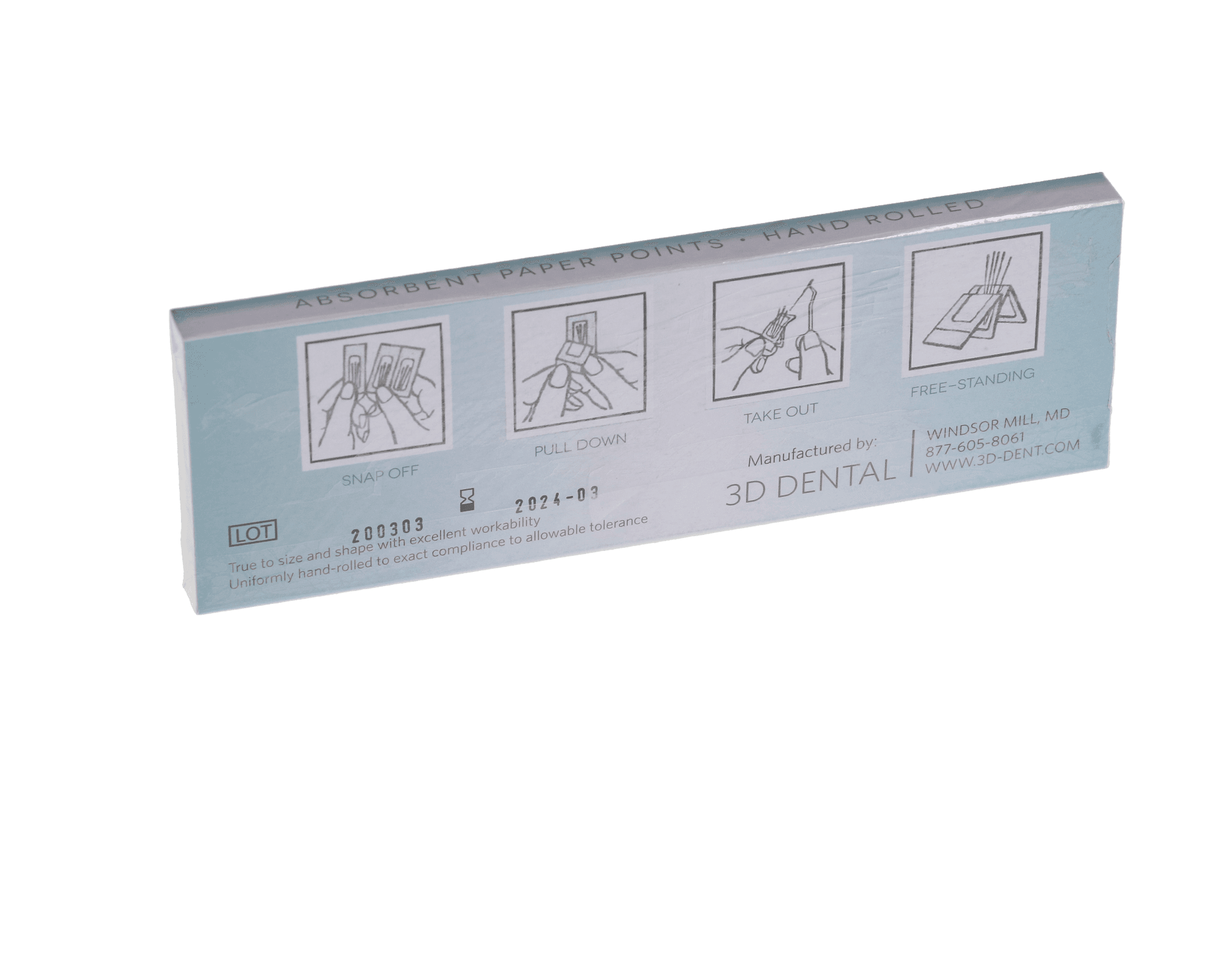 Meta Biomed Absorbent Paper Points, Sterile, Fine, .02 Taper, Cell Strip Package, 200/Box, PPCF, 251450-F thumbnail 4