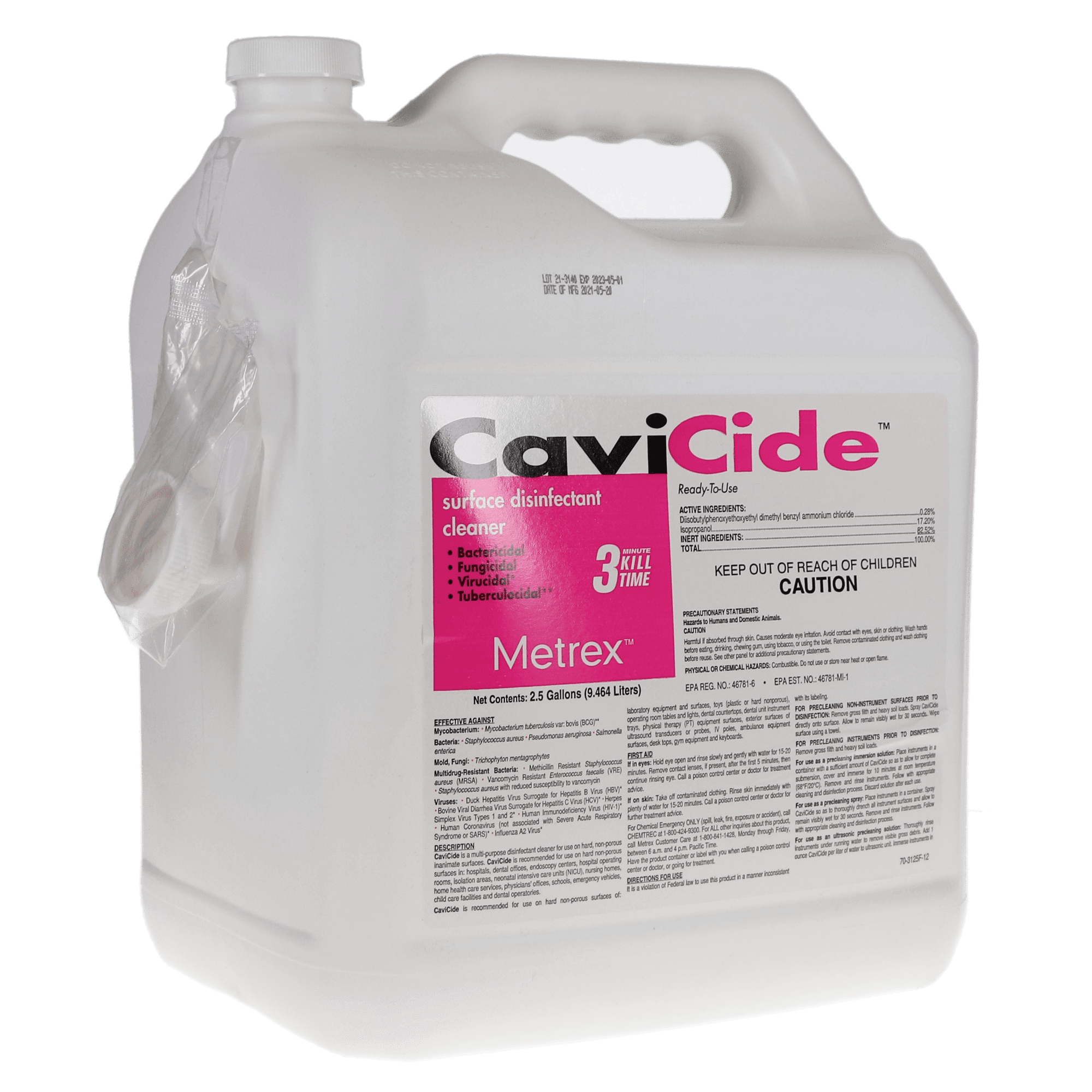 CaviCide Surface Disinfectant Cleaner, 2.5 Gallon Bottle, Metrex 13-1025 - CaviCide, 2.5 Gal Bottle - Image 1