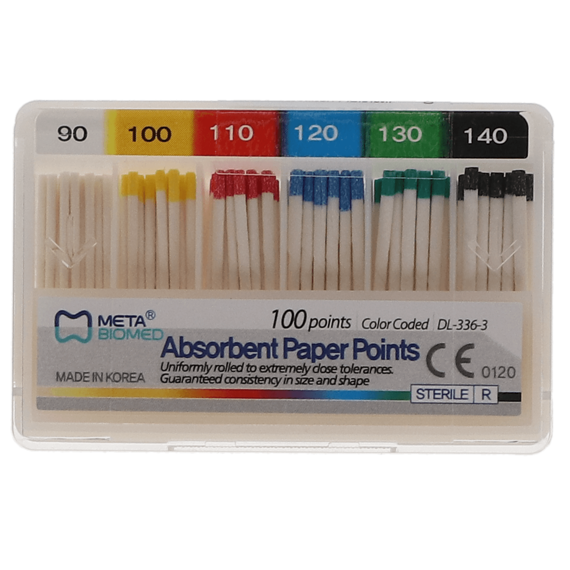 Meta Biomed Absorbent Paper Points, Sterile, Bulk Package, #90-140, 100/Pk, EN-PPB90-140, 211520-91 thumbnail 4