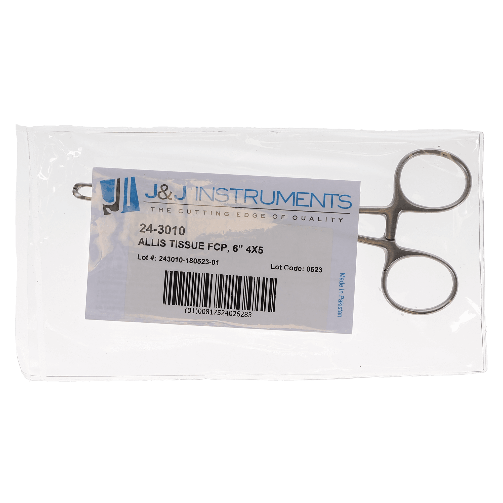 J&J Instruments Allis Tissue Forceps, 6" 4x5 Teeth, Stainless Steel, 24-3010 thumbnail 4
