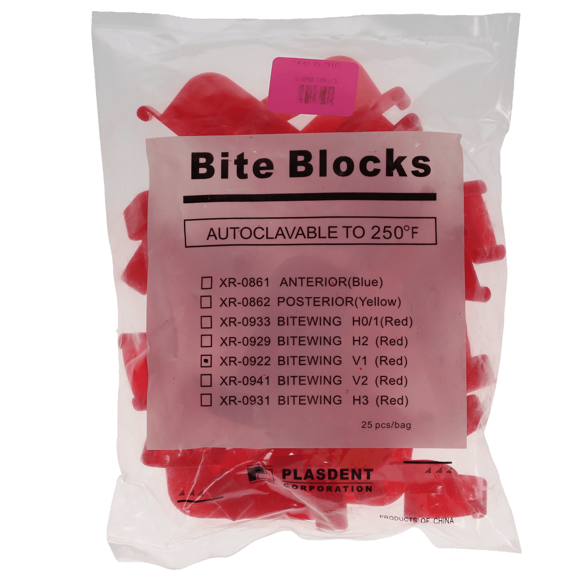 Plasdent Bitewing Bite Blocks, Red, #1V, Vertical, 25/Pk, XR-0922 thumbnail 4