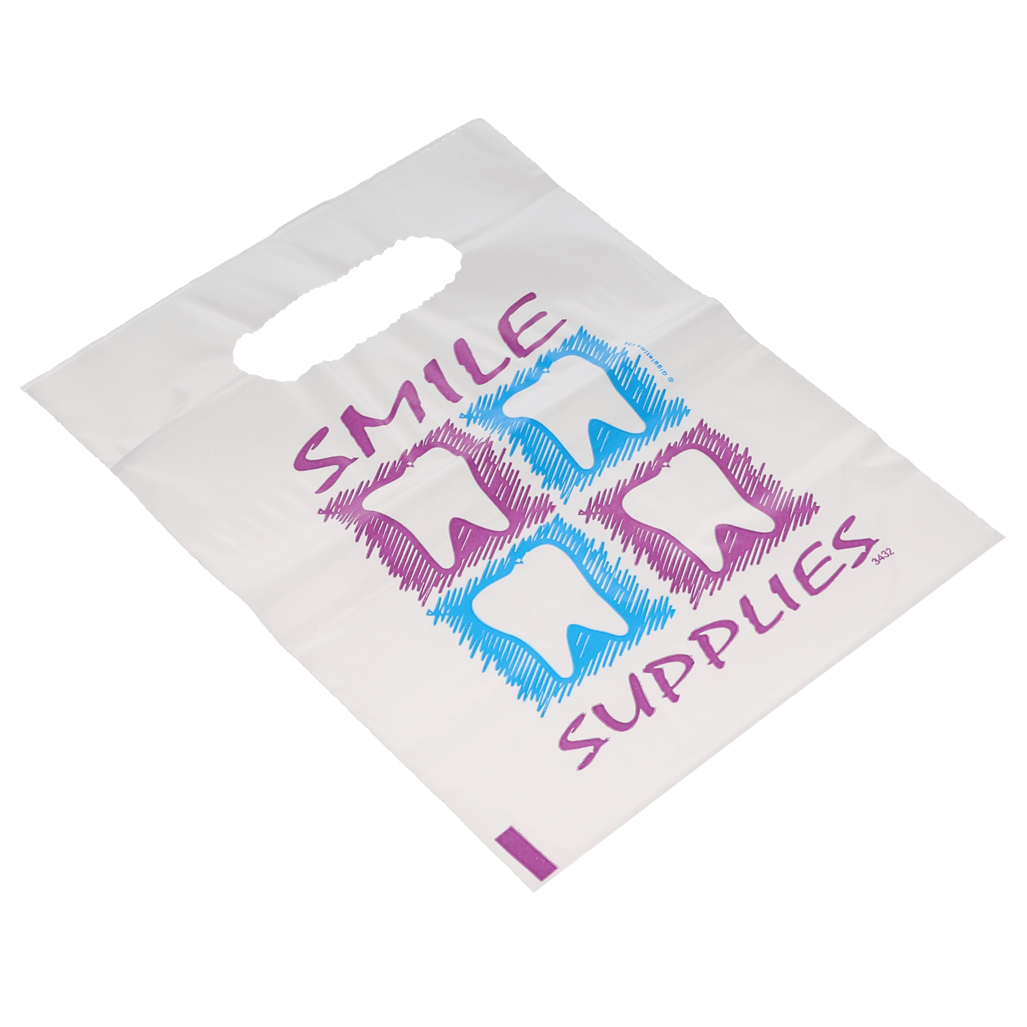 Smile Supplies Patient Bags, Small, White, 7.5" x 9", 250/Pk, TY515 - Small "Smile Supplies" Patient Bags 7.5 x 9" 250/Pk - Image 1