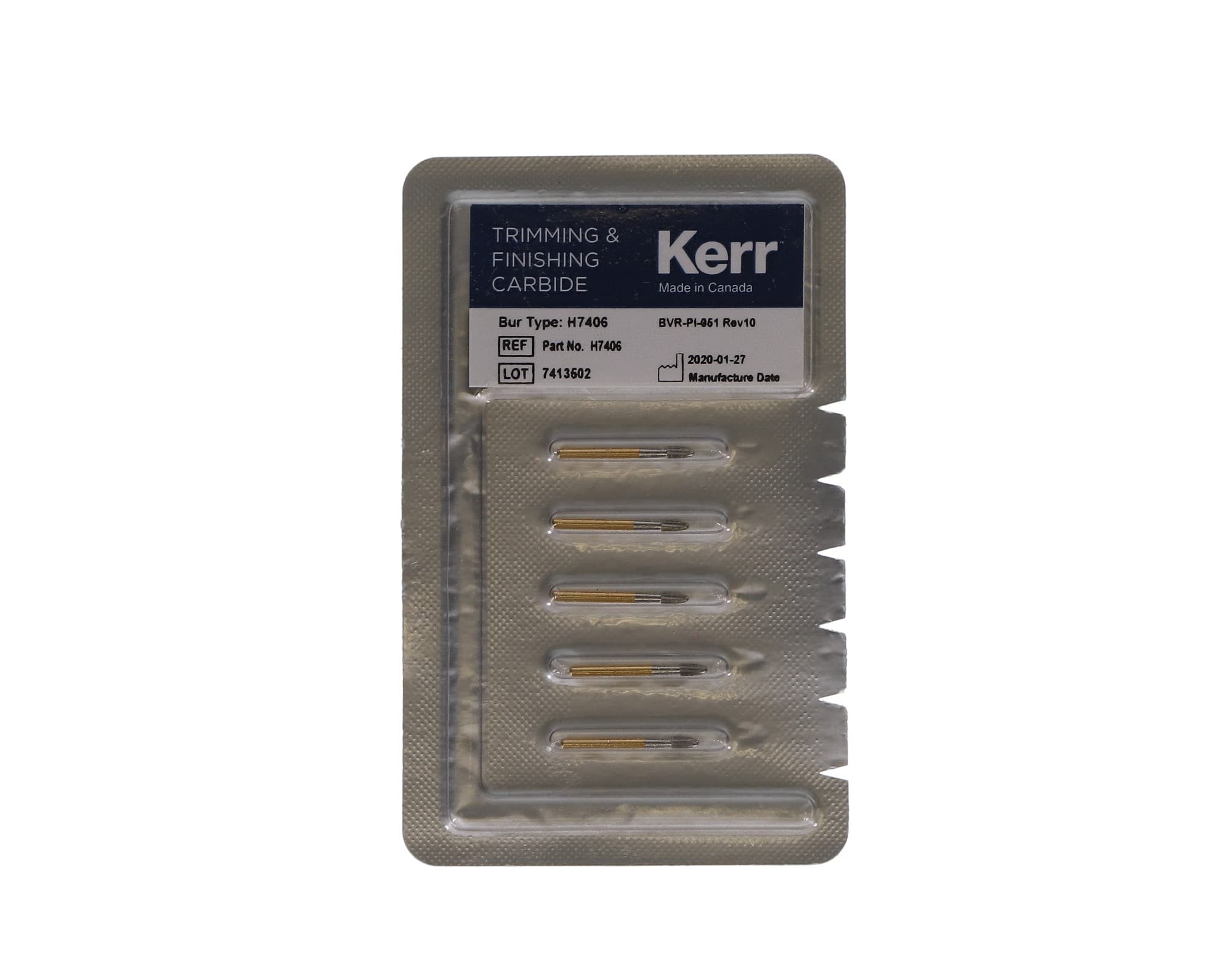 NTI 12-Fluted Trimming & Finishing Carbide Burs, FG, Football, #7406, 1.8 mm, 5/Pk, H7406-MW thumbnail 4