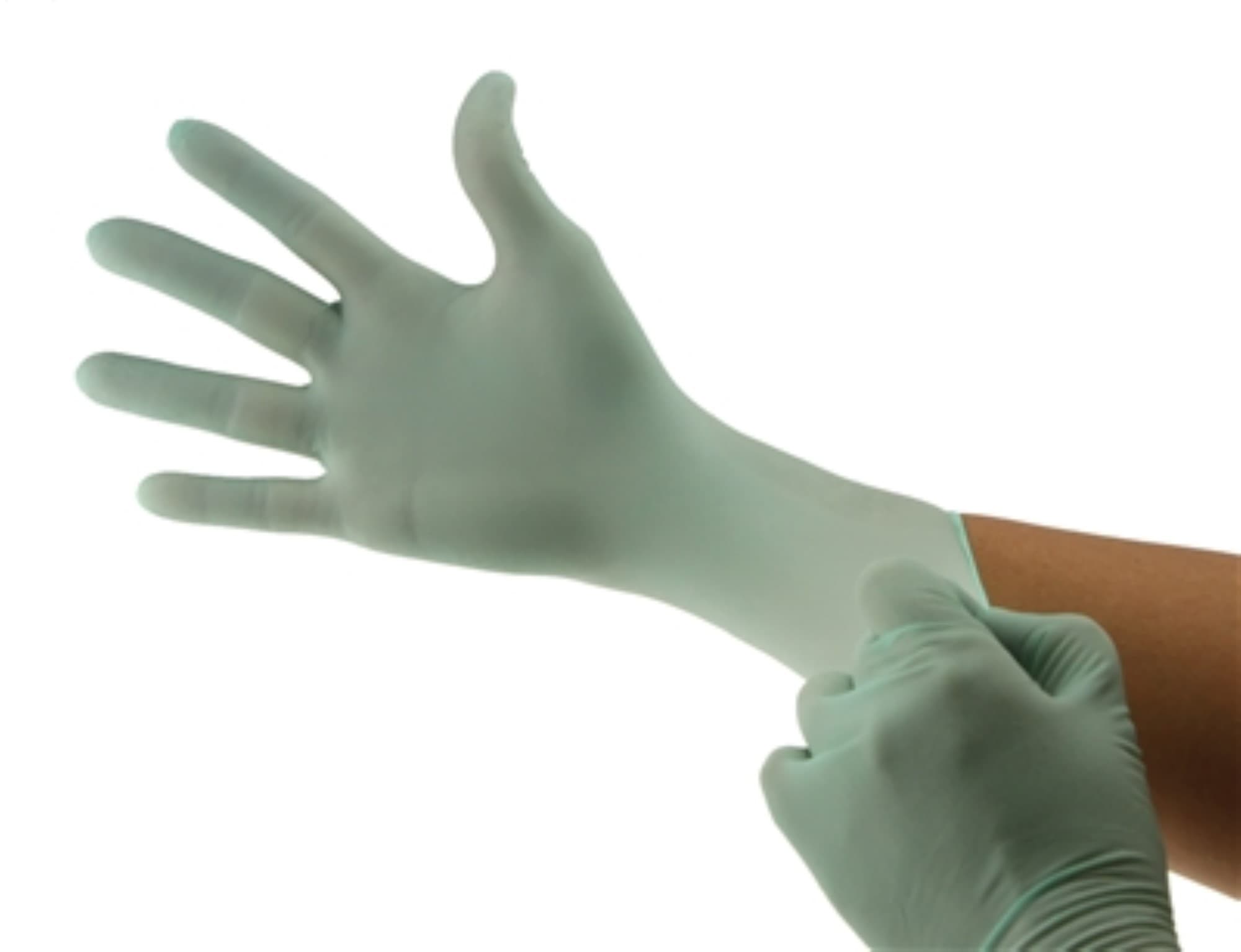 BeeSure Latex Powder-Free Exam Gloves, Extra Small, Green, Citrus-Mint Scent, 100/Box, 2835 - BeeSure Latex Powder-Free Exam Gloves, Extra Small, Green, Citrus-Mint Scent, 100/Box - Image 1
