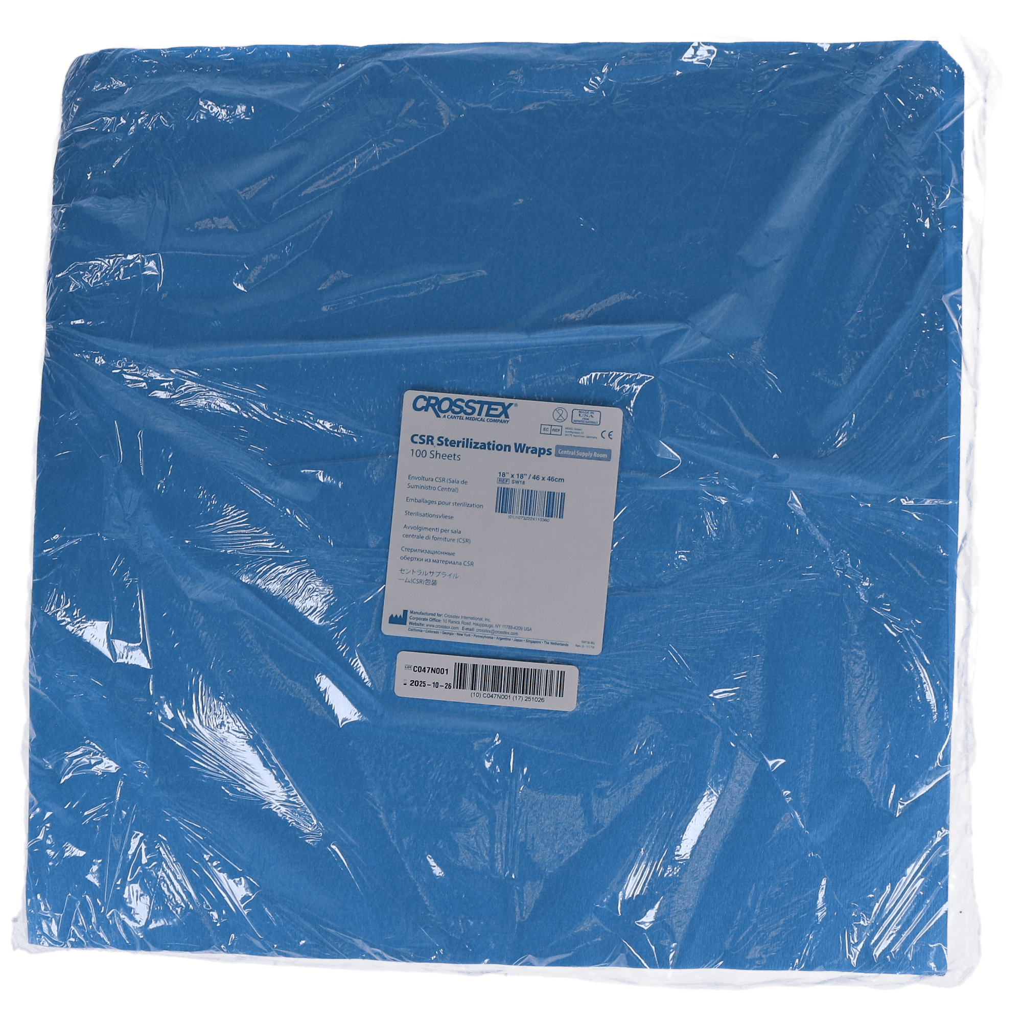 Crosstex CSR Sterilization Wrap, 18" x 18", Blue, 500/Case, SW18 thumbnail 3