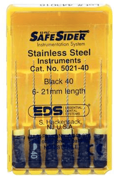SafeSiders Endodontic Hand Reamers, 21 mm, 0.02 Taper, Size #40, Black, Stainless Steel, 6/Pkg, 5021-40 thumbnail 4