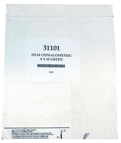 Flow X-Ray Cephalometric Film, Green Sensitive, 8" x 10", 100/Box, 31101 - Cephalometric Film - Film Ceph 8X10 Green Sens 100 - Image 1