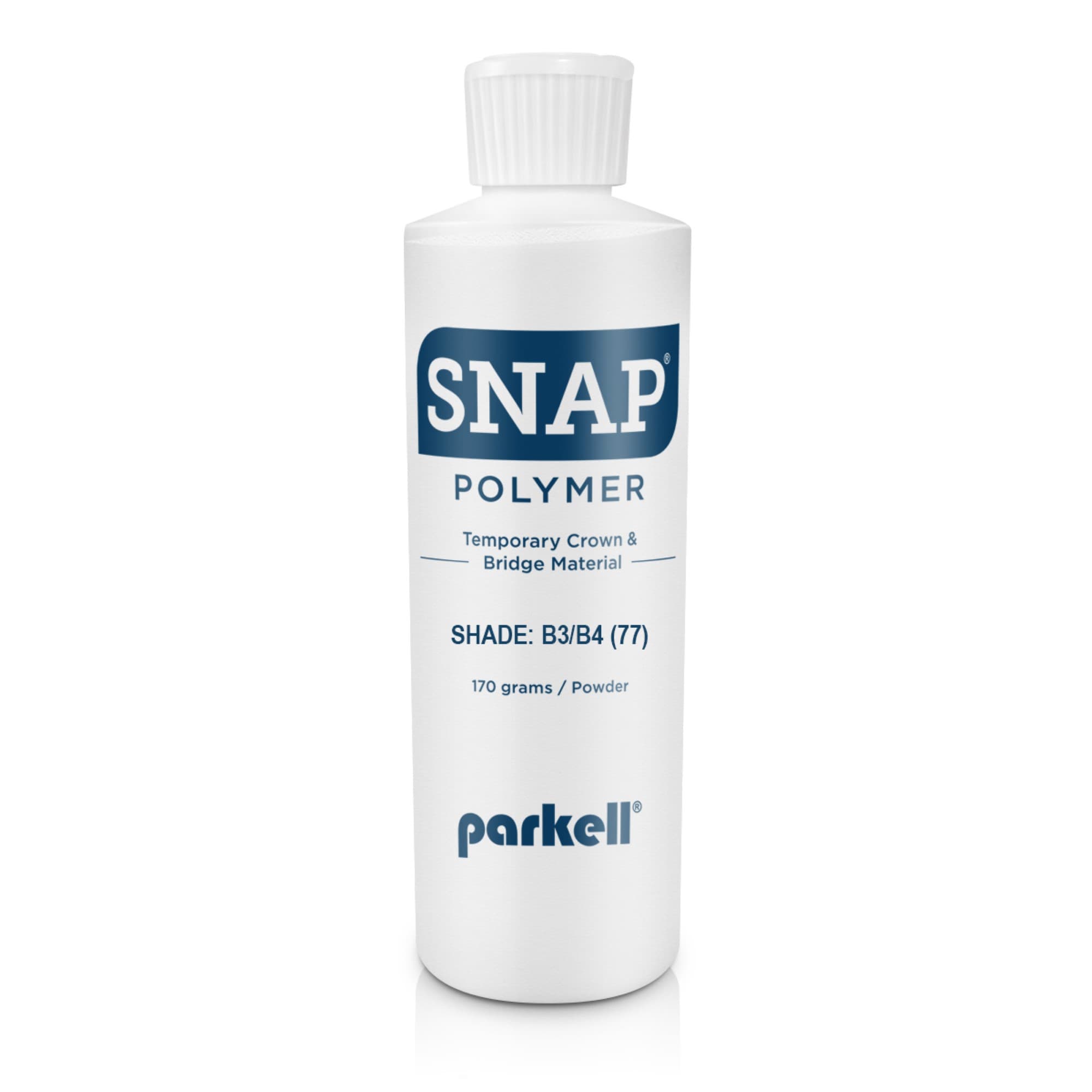 Parkell Snap Temporary Crown & Bridge Material, Acrylic Powder, Shade #77 (B3/B4), 170 g, 1/Pk, S444 - Snap Temporary C&amp;B Material, Polymer, Acrylic Powder, # 77, 170 g, B3/B4, 1/Pk, S444 - Image 1
