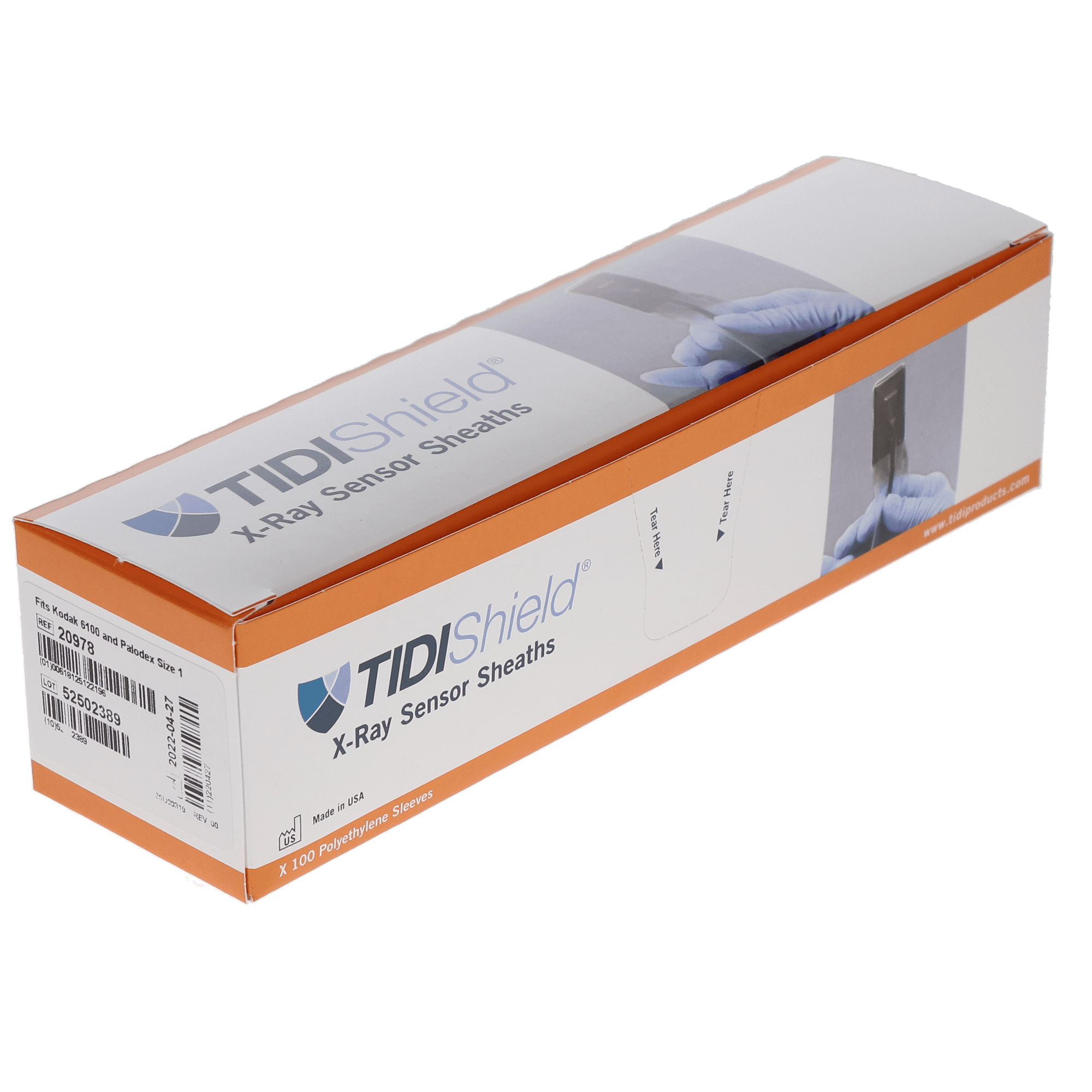 Tidi Custom Digital X-Ray Sensor Sheaths, Size 1, for Carestream 6100 (Kodak), Latex-Free, Clear Plastic, 500/Box, 20978 thumbnail 3