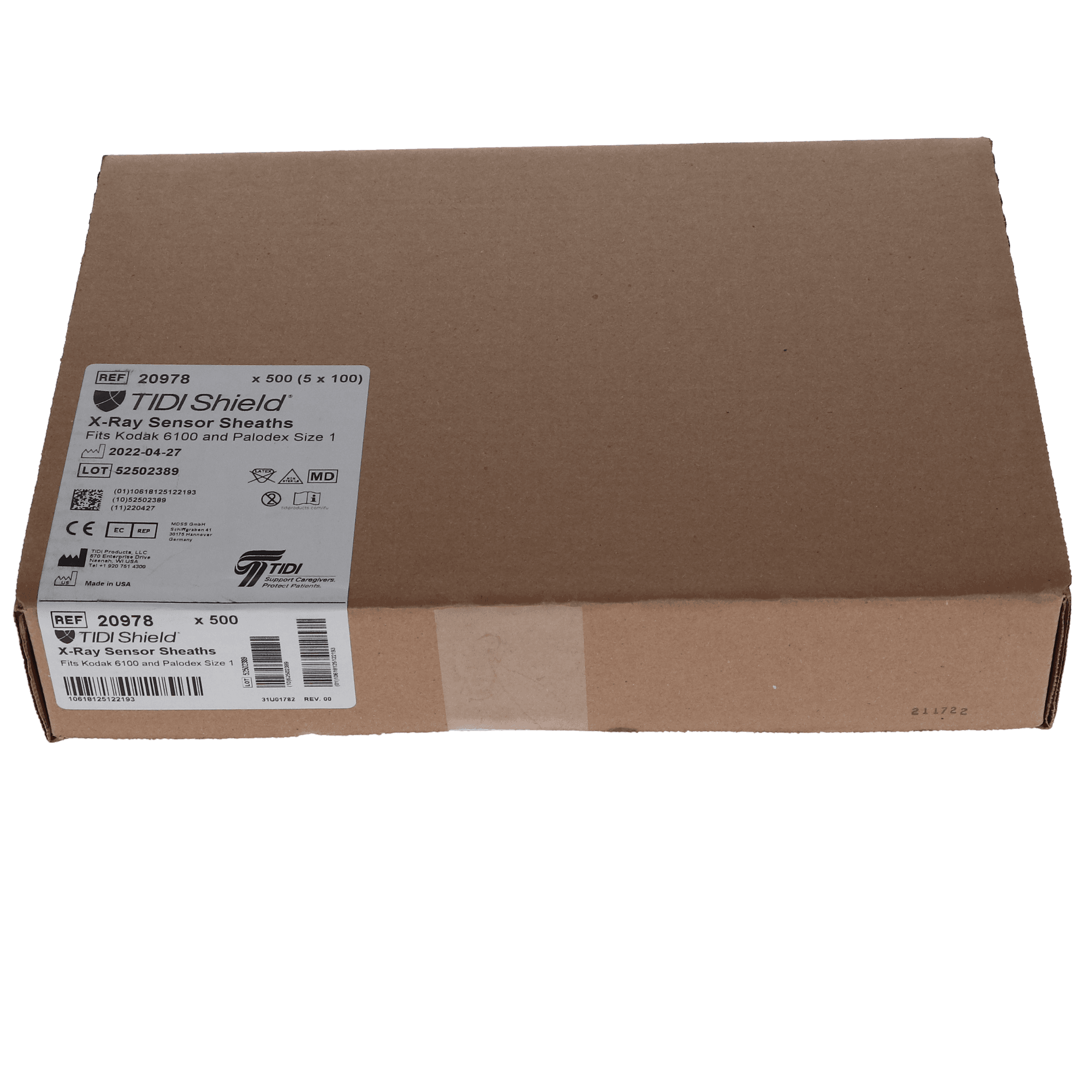 Tidi Custom Digital X-Ray Sensor Sheaths, Size 1, for Carestream 6100 (Kodak), Latex-Free, Clear Plastic, 500/Box, 20978 thumbnail 4