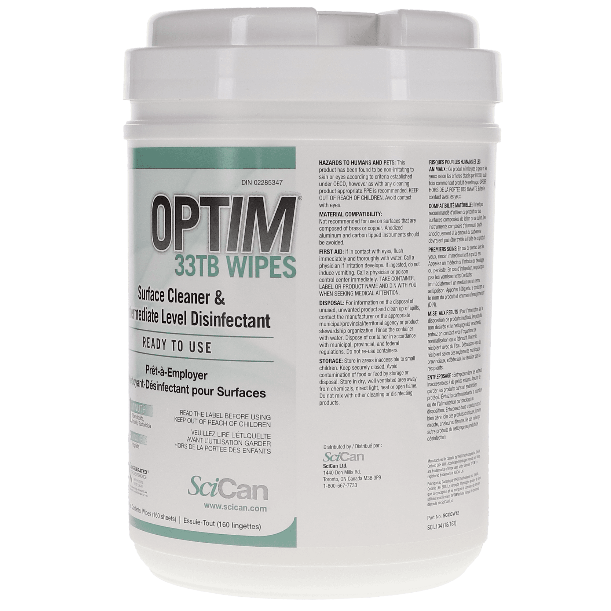 Optim 33TB Disinfectant Wipes, Unscented, 160/Pack, SCI33W12 thumbnail 2