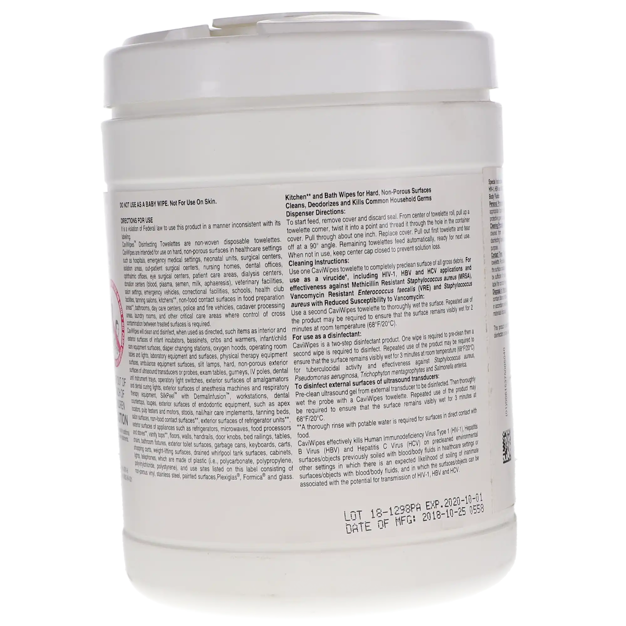 Metrex CaviWipes Disinfectant Towelettes, Large 6" x 6.75", 220/Canister, 10-1090 thumbnail 4