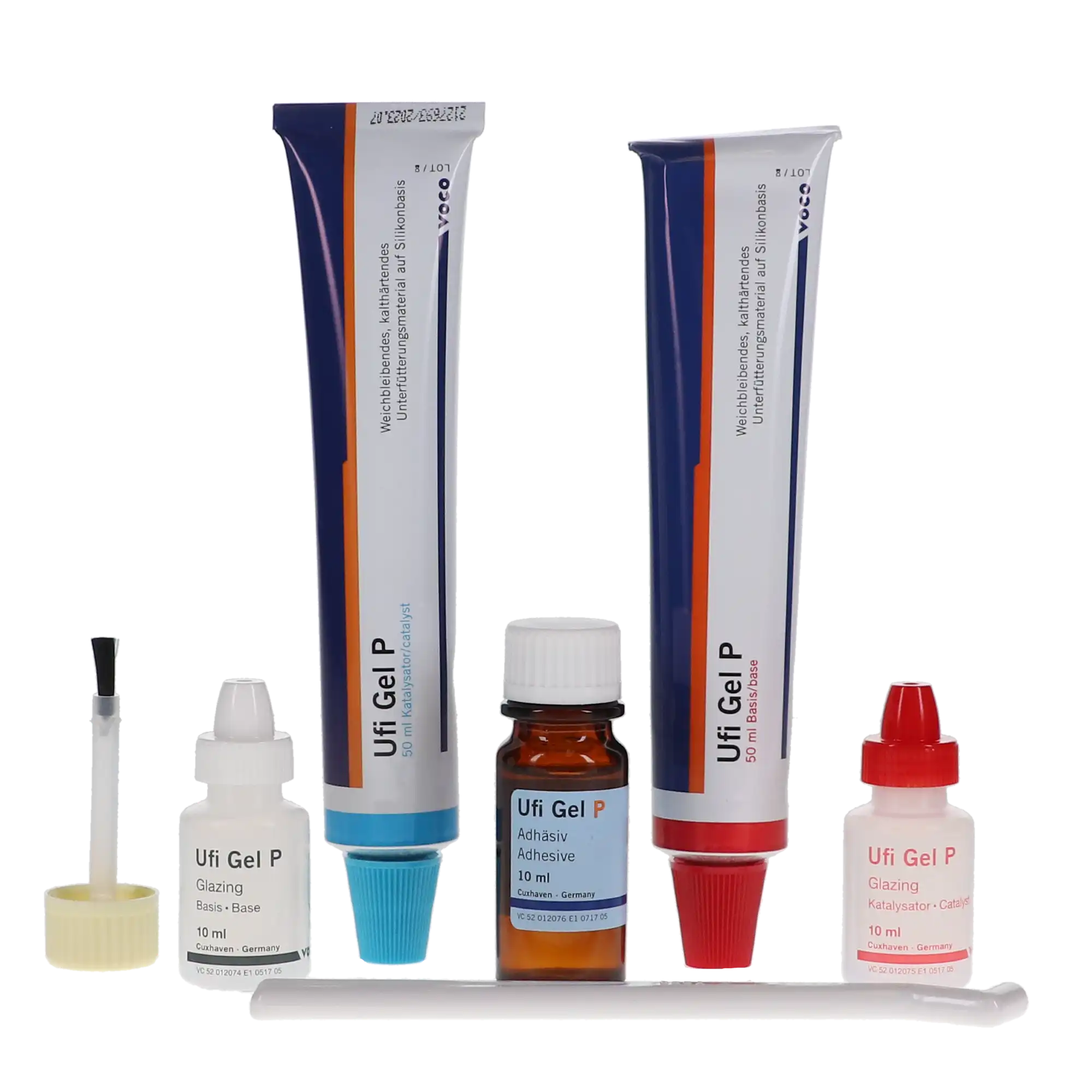 Ufi Gel P Permanent Soft A-Silicone Relining Material - Tubes Set (50 ml Base, 50 ml Catalyst, 10 ml Glazing Base, 10 ml Glazing Catalyst, 10 ml Adhesive, Accessories), Ref 2070 thumbnail 5