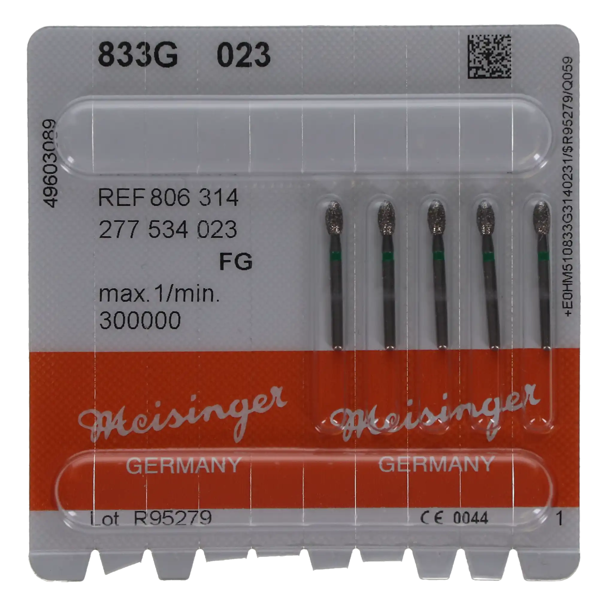 Meisinger Multi-Use Diamond Bur, FG, Football, #833G, 2.3 mm Head Diameter, Coarse (Green), 5/Pk, 833G-023-FG thumbnail 5