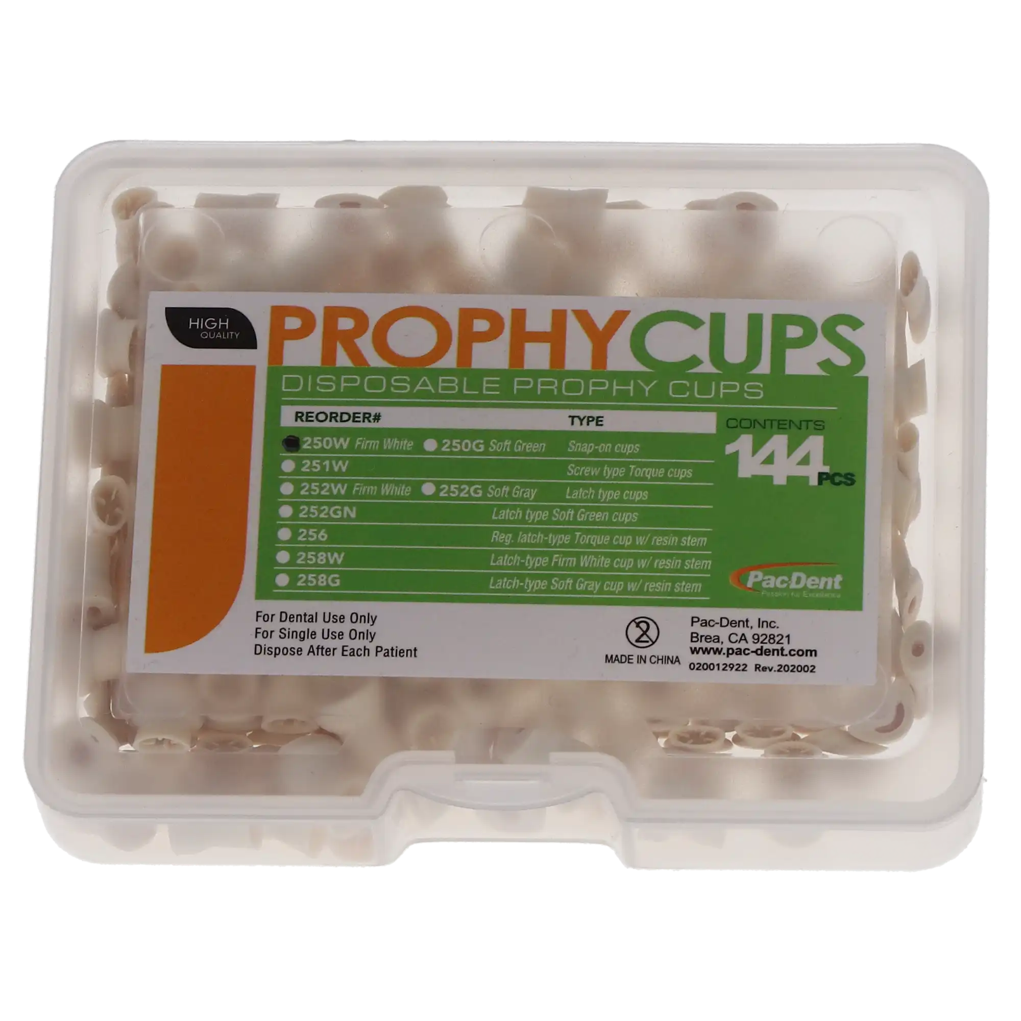 Pac-Dent Disposable Prophy Cups, Snap-On Firm, White, 144/Box, 250W thumbnail 4