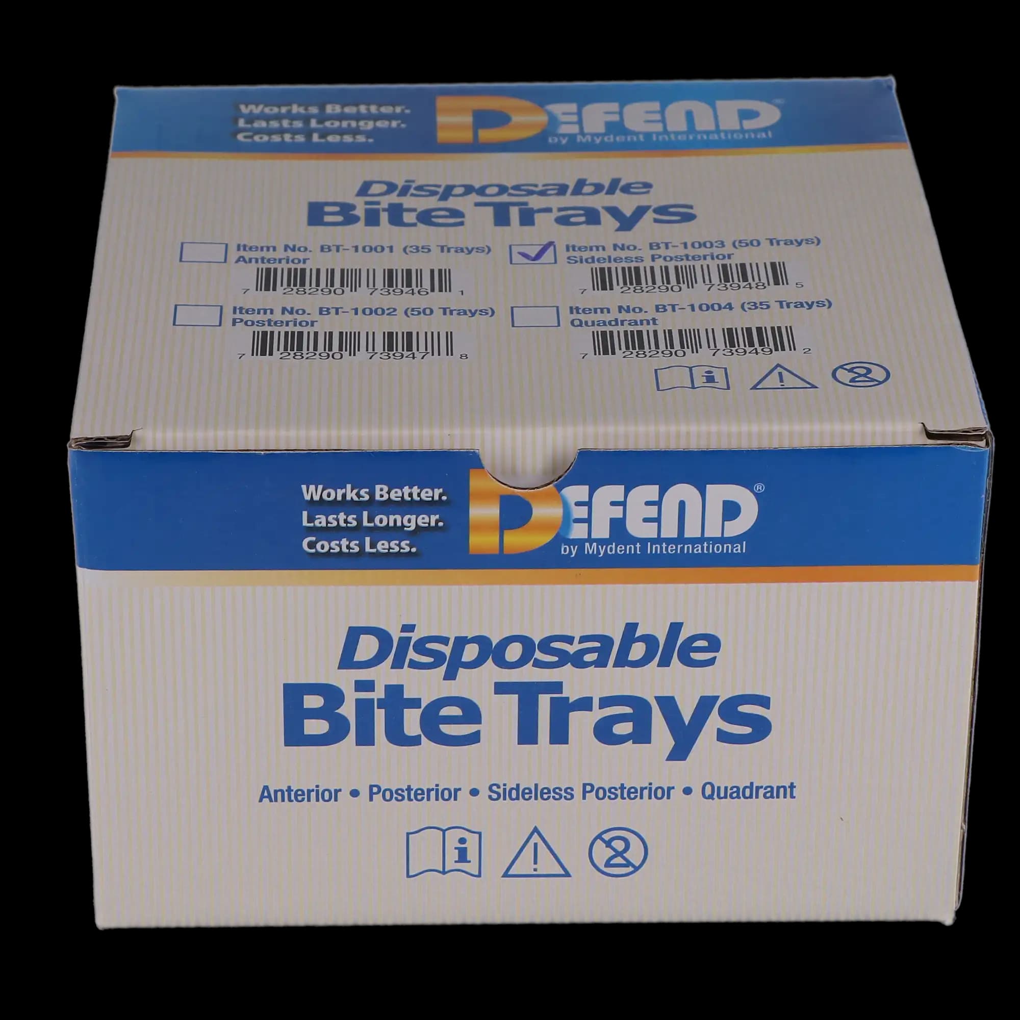 Defend Sideless Posterior Bite Trays, Plastic with Thin Durable Occlusal Mesh, 50/Box, BT-1003 thumbnail 4