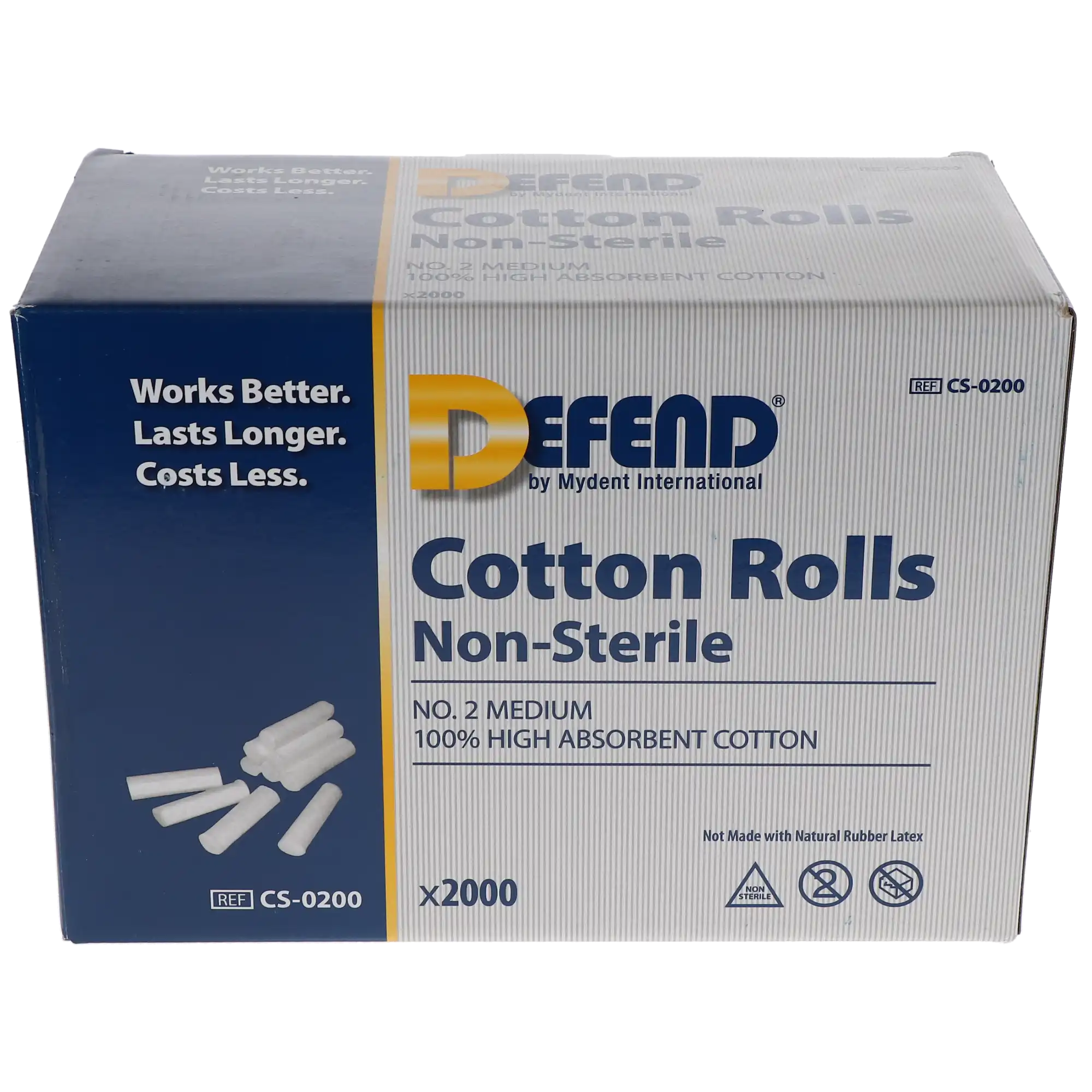 Defend Cotton Rolls, #2 Medium, 1.5" x 3/8", Non-Sterile, 2000/Box, CS-0200 thumbnail 4