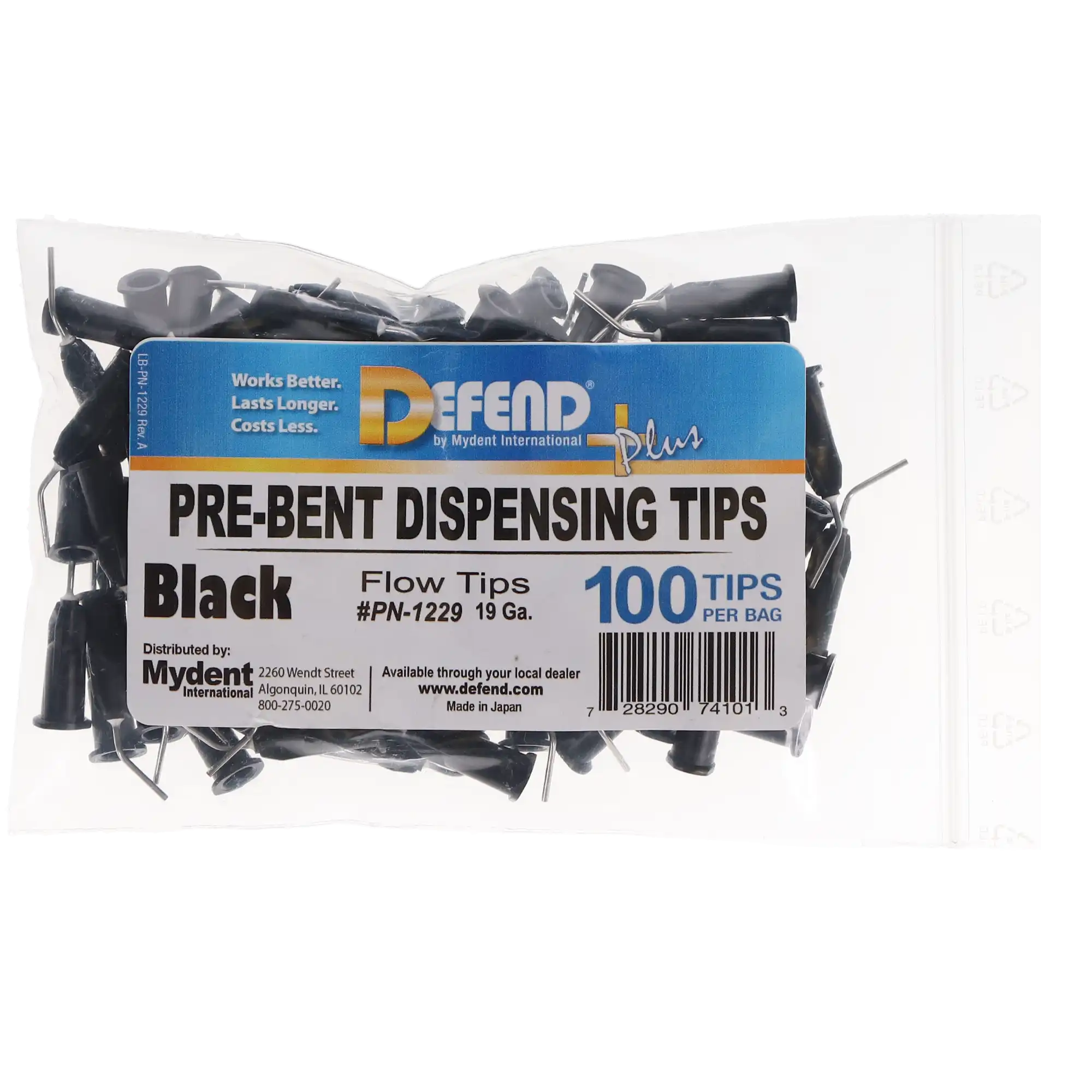 Defend Plus Pre-Bent Needle Dispensing Tips, 19 Gauge, Black, 100/Pk, PN-1229 thumbnail 4