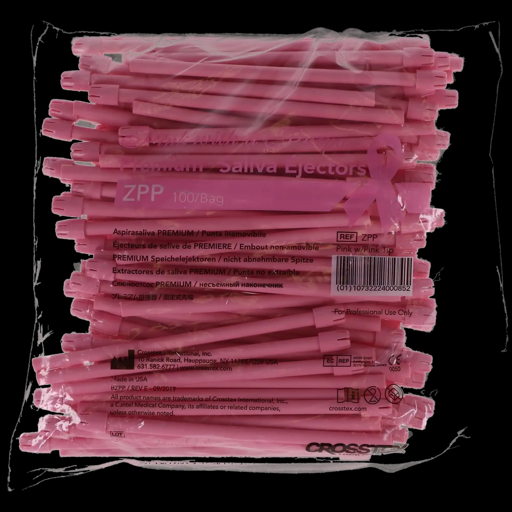 Crosstex Advantage Premium Saliva Ejectors, Pink/Pink, Wire-Reinforced, Non-Removable Tip, Latex-Free, 100/Bag, ZPP thumbnail 6