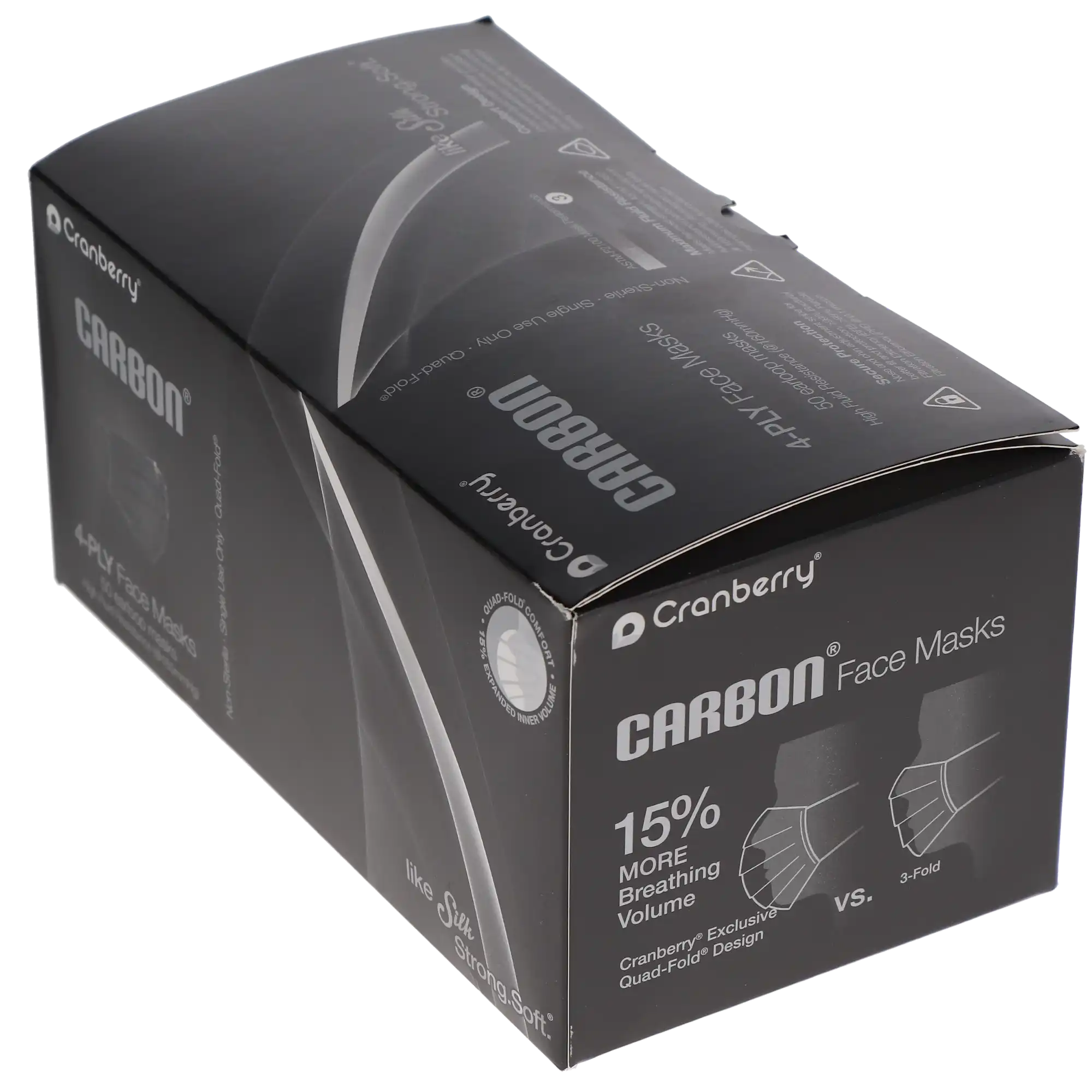 Cranberry Carbon ASTM Level 3 Earloop Face Mask, 4-Ply, Black, 50/Box, C2900K thumbnail 11