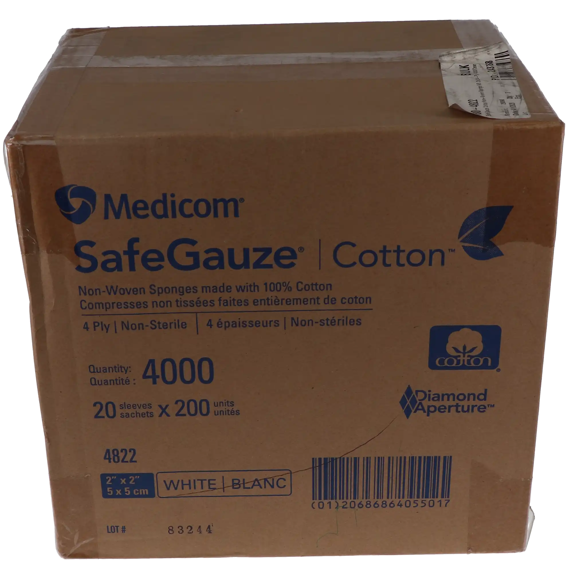 Medicom SafeGauze Cotton Non-Woven Sponges, 2" x 2", 4-Ply, Non-Sterile, 4000/Case, 4822 thumbnail 5