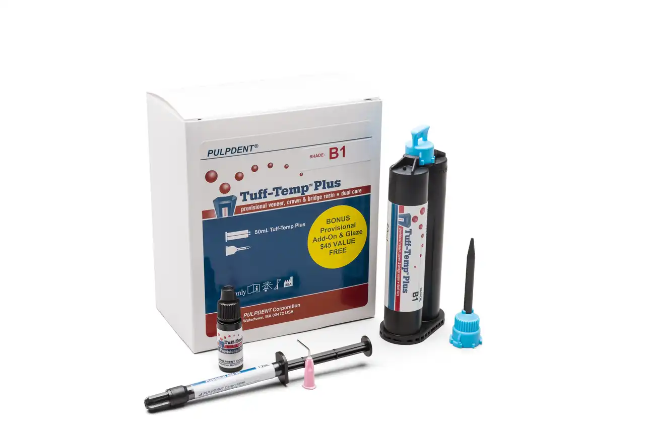 Tuff-Temp Plus Dual-Cure Provisional Crown & Bridge Resin, Shade A2, 50 mL Automix Cartridge Refill with 10 Automix Tips, TTP50A2 thumbnail 9