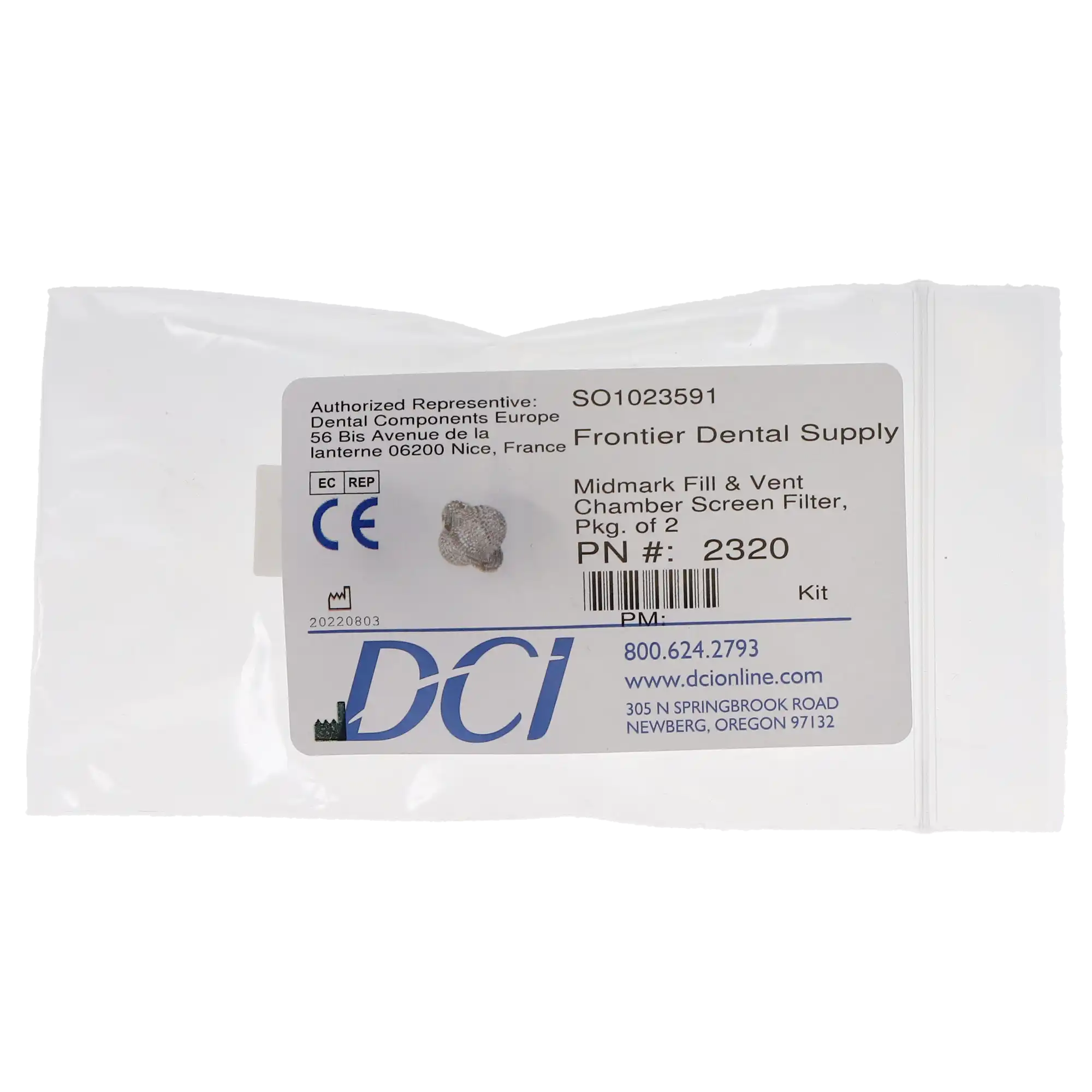 DCI International Midmark Fill & Vent Chamber Screen Filter, Mesh Style, 2/Pack, DCI 2320, Replaces OEM 002-0360-00 thumbnail 3