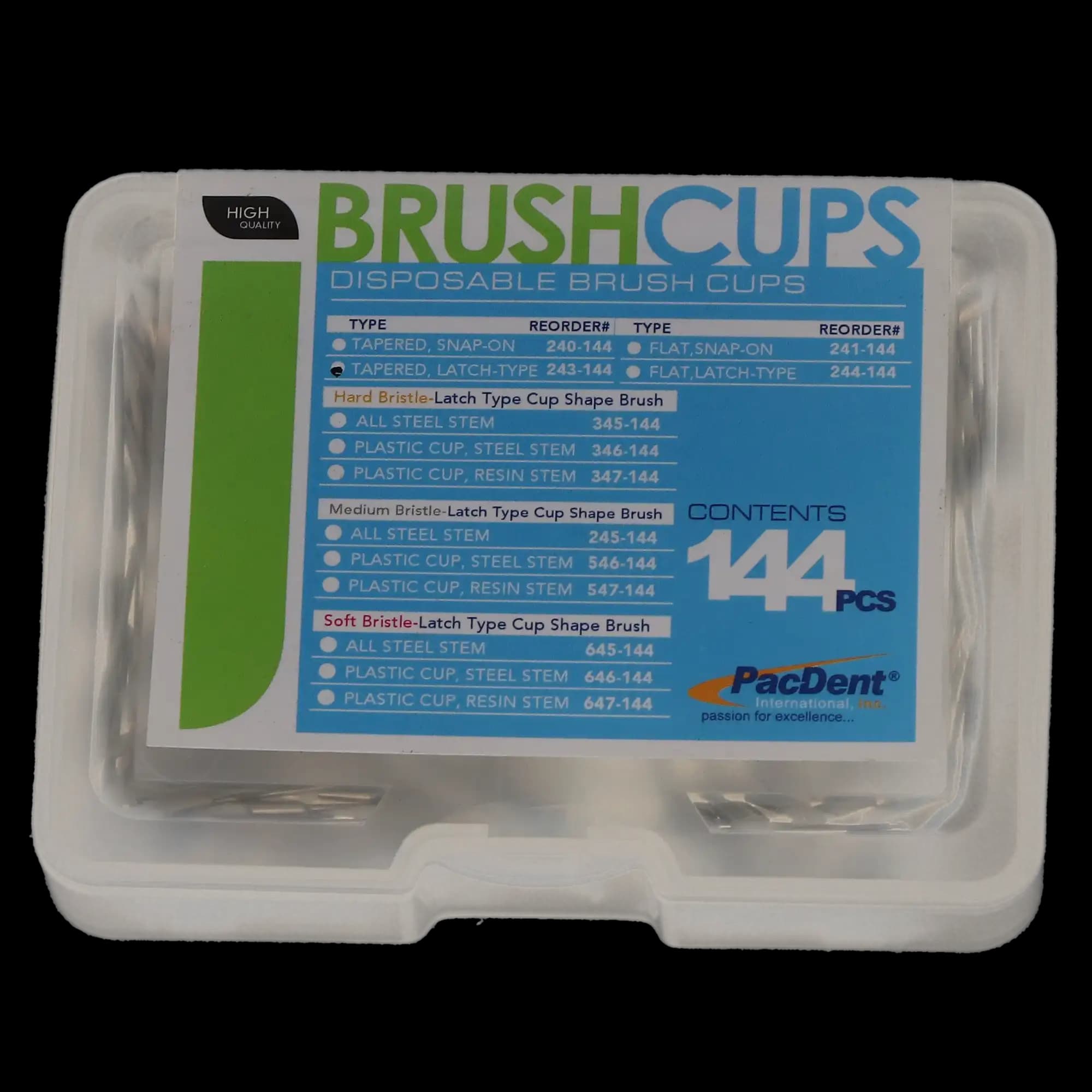 Pac-Dent Disposable Prophy Brush Cups, Latch Type Tapered Brush, 144/Pk, 243-144 thumbnail 4