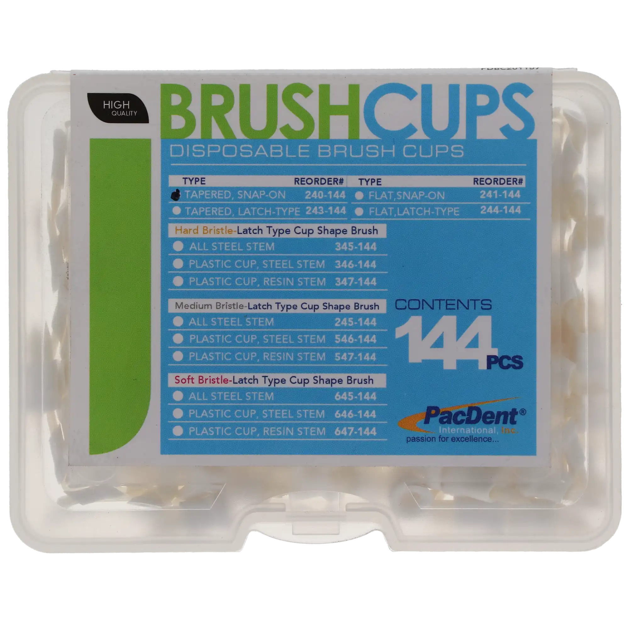 Pac-Dent Disposable Prophy Brush Cups, Snap-on Type Tapered Brush, 144/Pk, 240-144 thumbnail 3