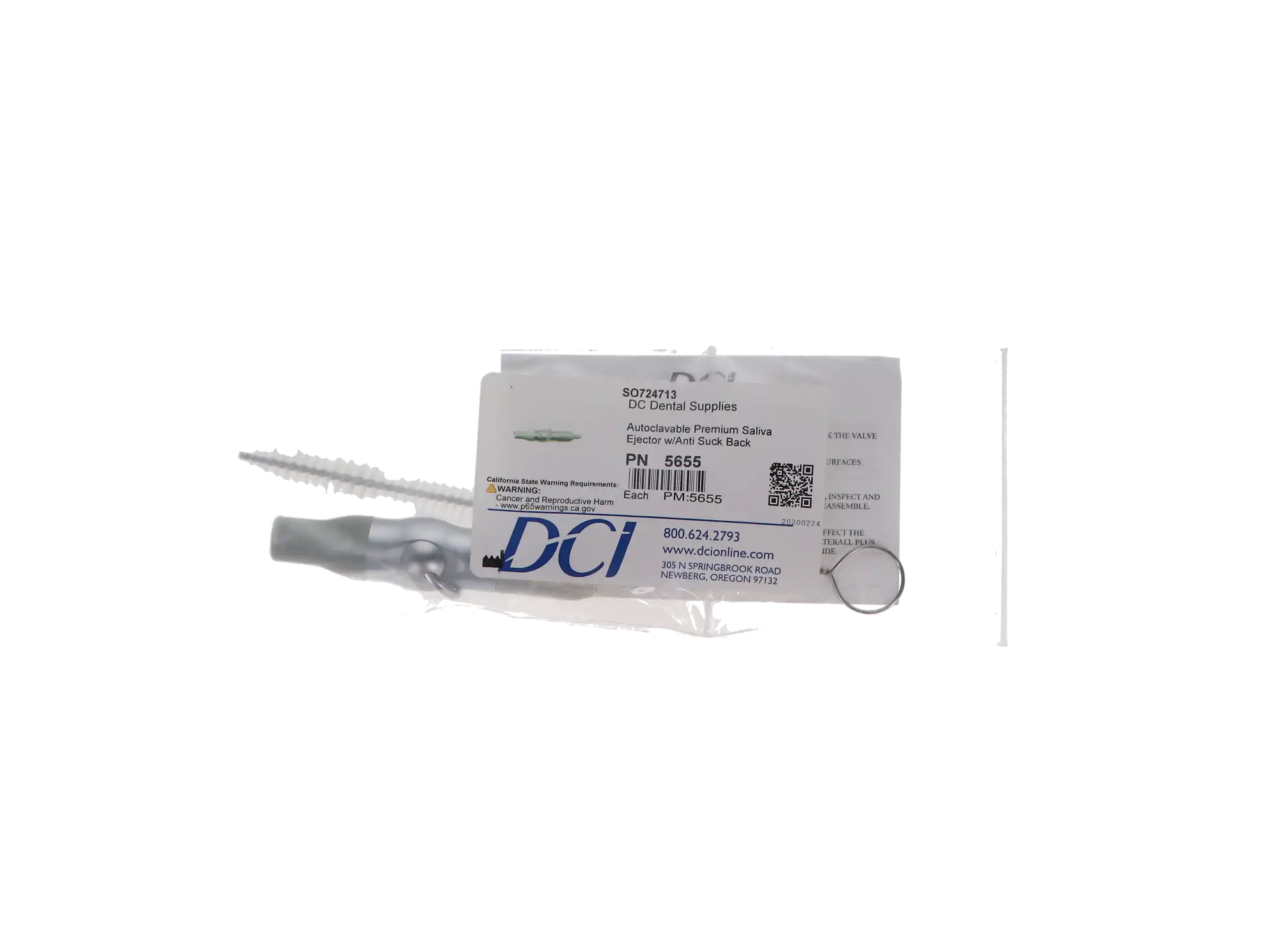 DCI International Premium Saliva Ejector Valve with Anti-Suck Back, Anodized Aluminum, Autoclavable, 1/Pk, 5655 thumbnail 4