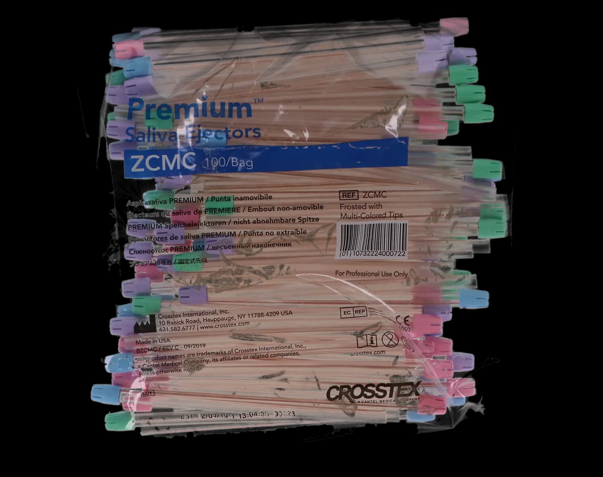 Crosstex Premium Saliva Ejectors, Multi-Colored, Wire-Reinforced, Latex-Free, 100/Bag, ZCMC thumbnail 4