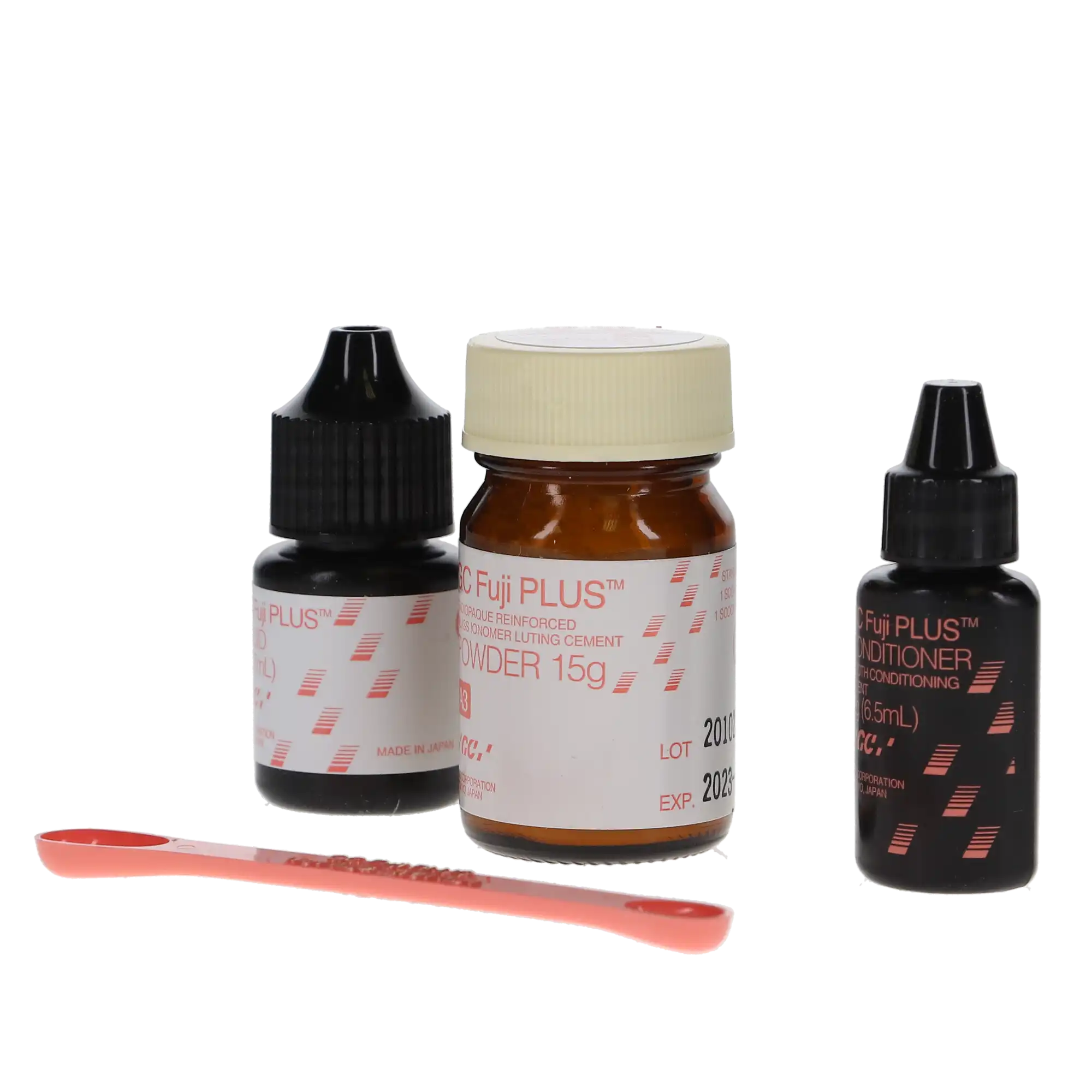 GC Fuji PLUS Resin-Reinforced Glass Ionomer Luting Cement, Powder/Liquid 1:1:1 Kit with Conditioner, 15g Powder, 7ml Liquid, 6.5ml Conditioner, #431011 thumbnail 12