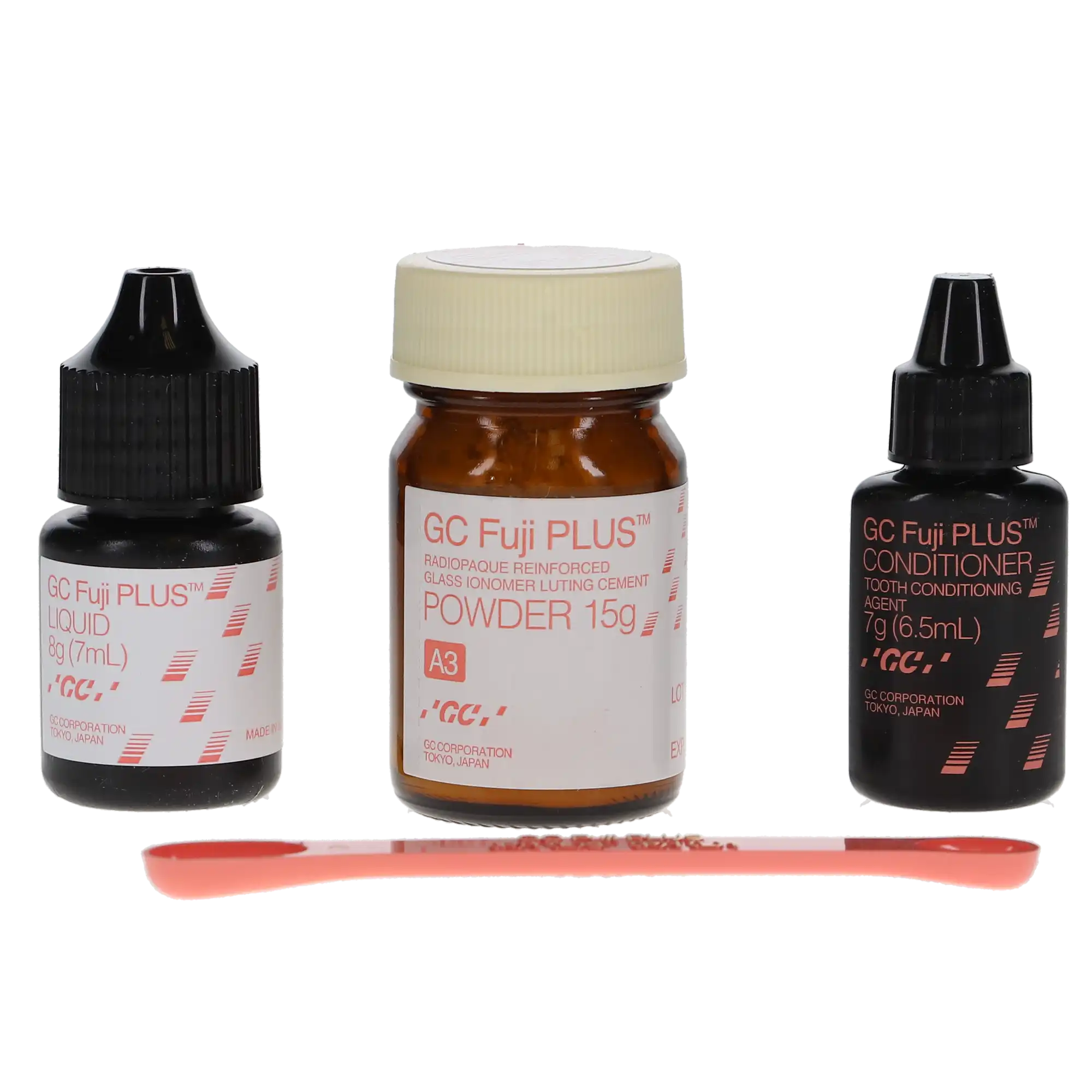 GC Fuji PLUS Resin-Reinforced Glass Ionomer Luting Cement, Powder/Liquid 1:1:1 Kit with Conditioner, 15g Powder, 7ml Liquid, 6.5ml Conditioner, #431011 thumbnail 14