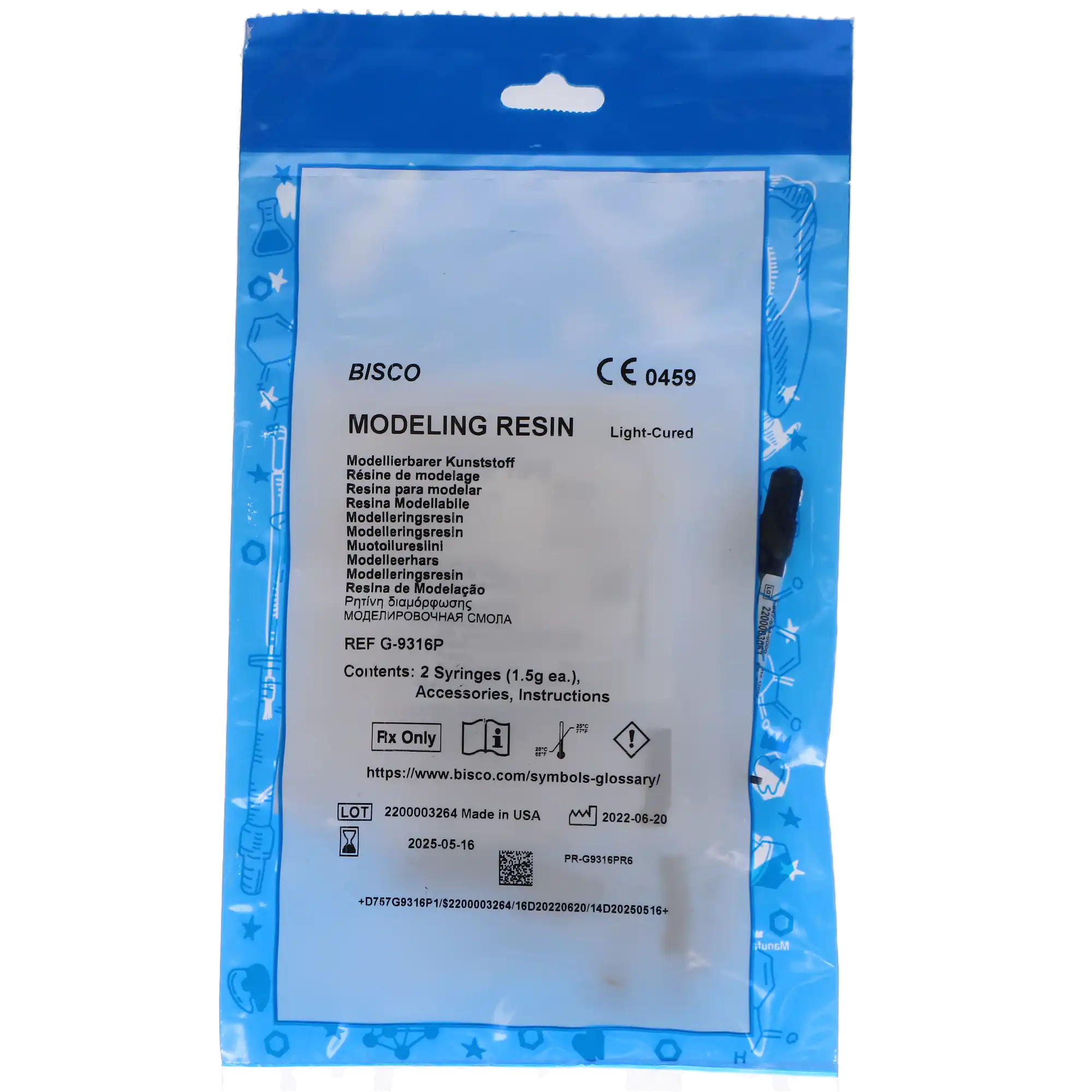 Bisco Modeling Resin, Light-Cure, HEMA-Free, Composite Sculpting and Wetting Agent, 2 x 1.5g Syringes with 20 Tips, G-9316P thumbnail 3