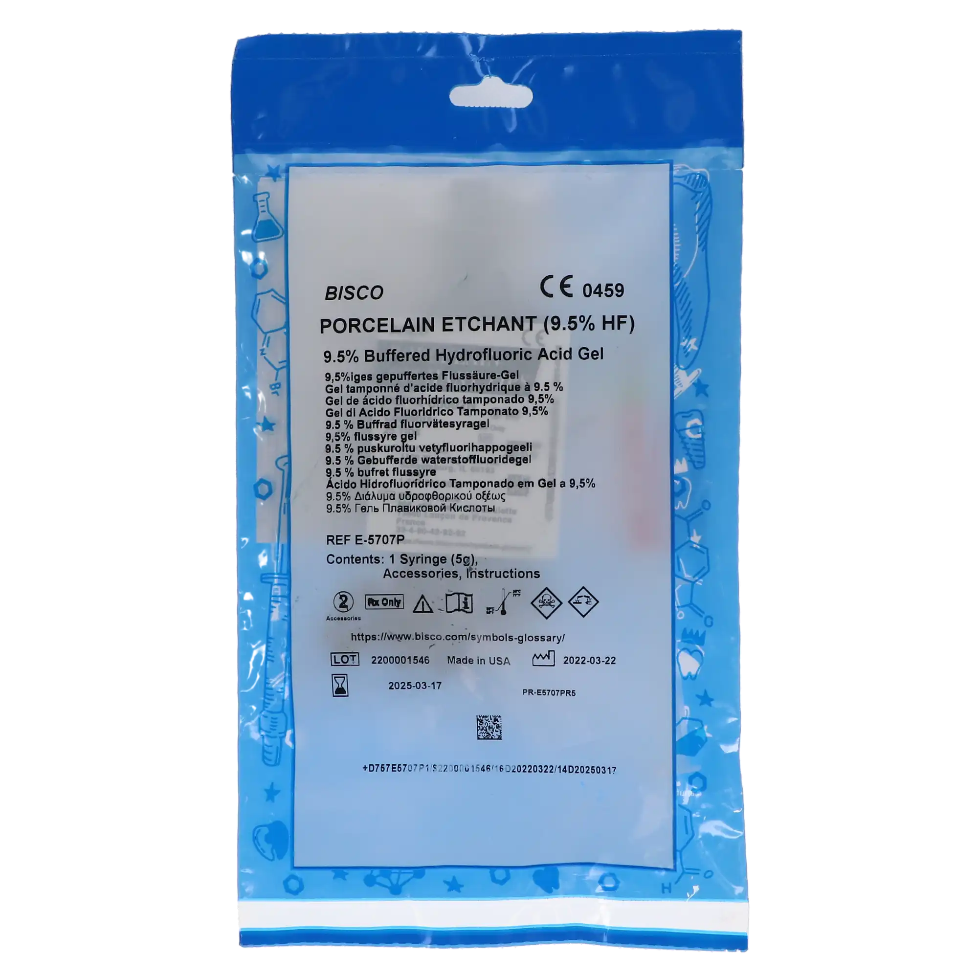 Bisco Porcelain Etchant Gel, 9.5% Hydrofluoric Acid, Syringe Refill, 5 g, 1/Pk, E-5707P thumbnail 3