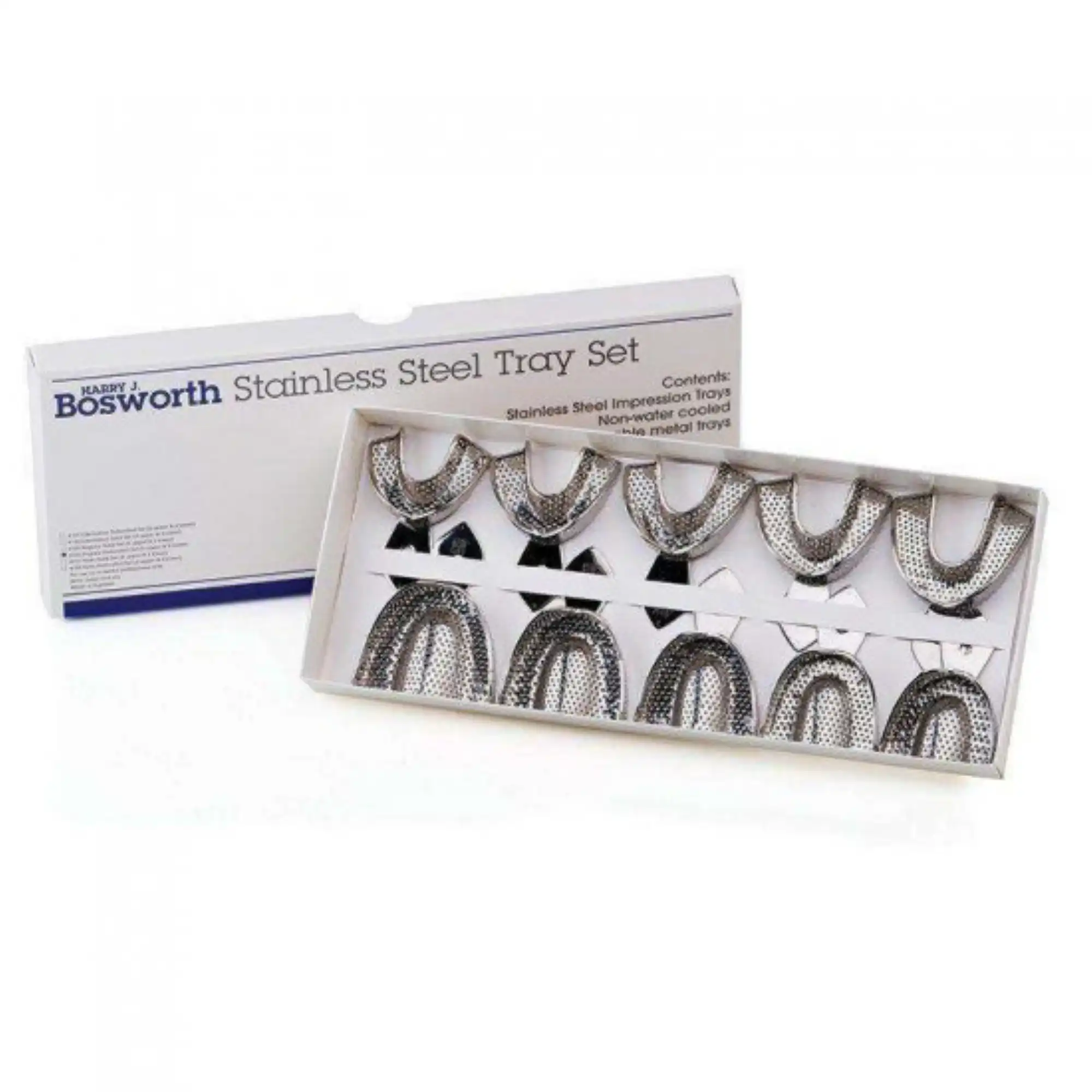 Keystone Bosworth Stainless Steel Impression Trays, Set 108, Perforated, Upper/Lower, Pedo/Ortho Size, 8/Pk, 0921718 - SS Impression Trays, Set 108, Perforated, U/L, 8/Pk, 0921718 (pedo) - Image 1